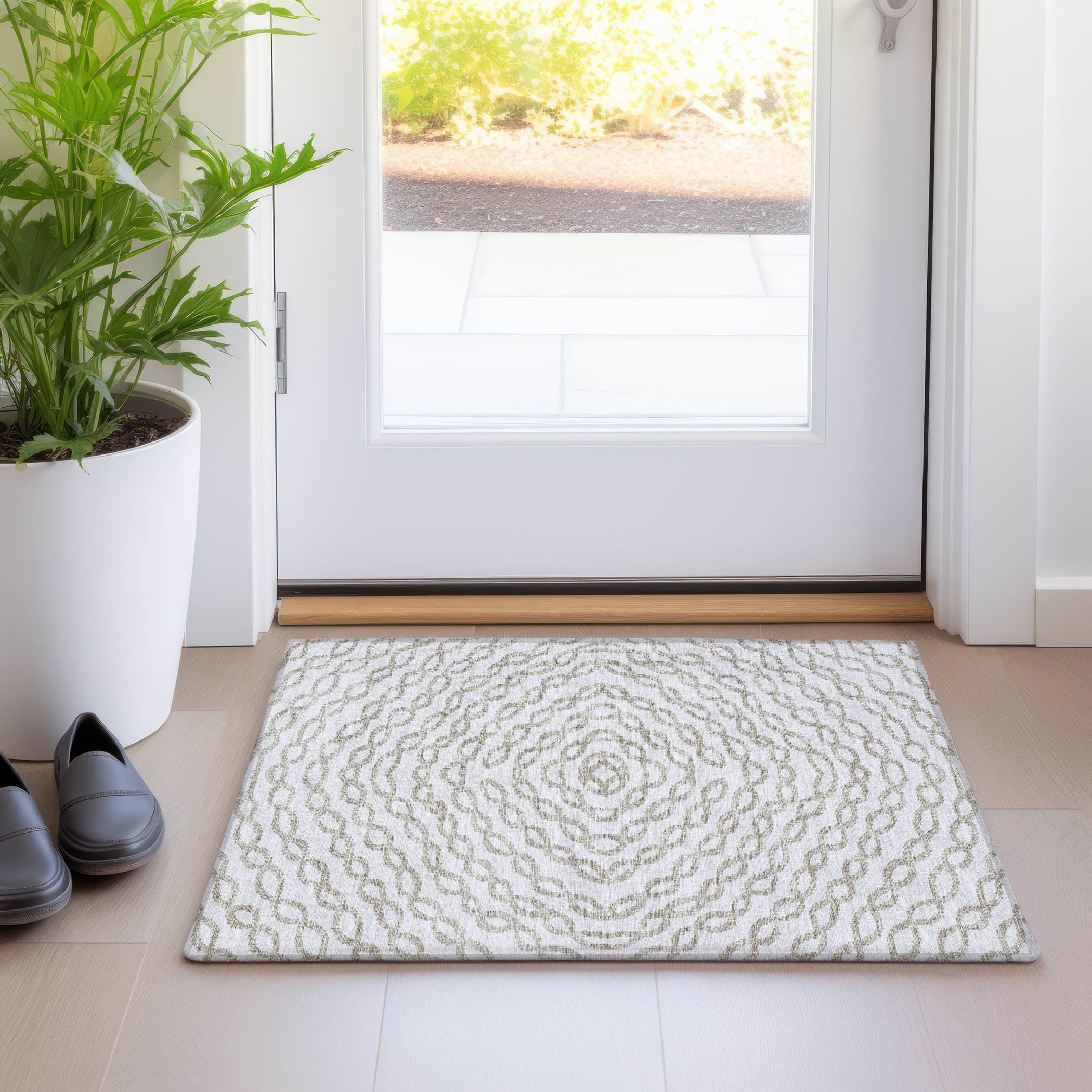 Antigua Machine Washable Transitional Linen Neutral Rug 1'8" x 2'6" #shape_Rectangle