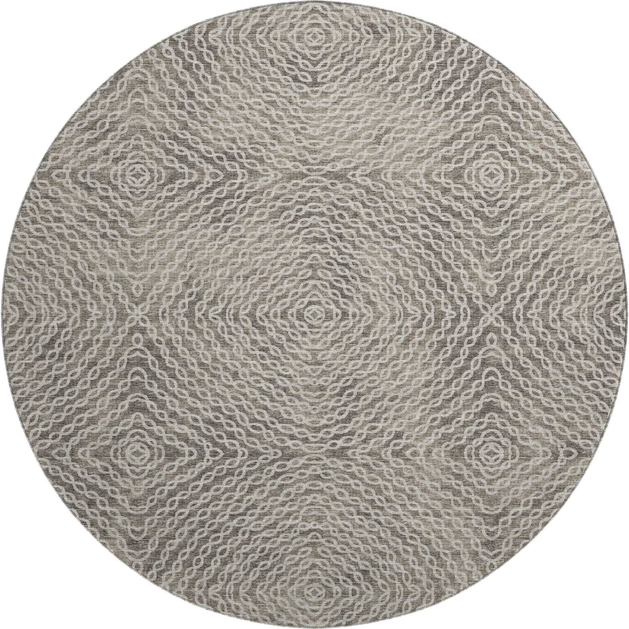 Antigua Machine Washable Transitional Mocha Brown Rug 8' x 8' #shape_Round