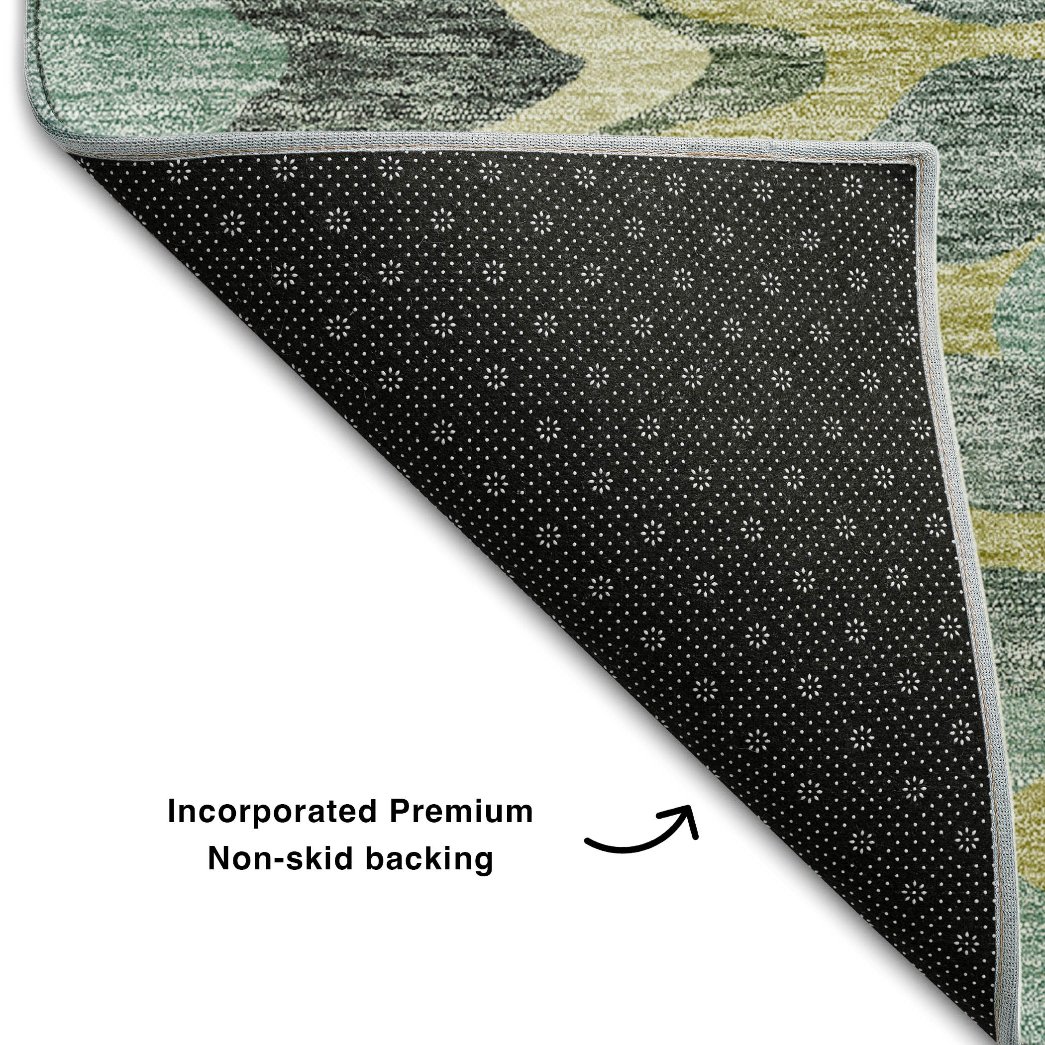 Antigua Machine Washable Transitional Sage Green Rug 1'8" x 2'6" #shape_Rectangle