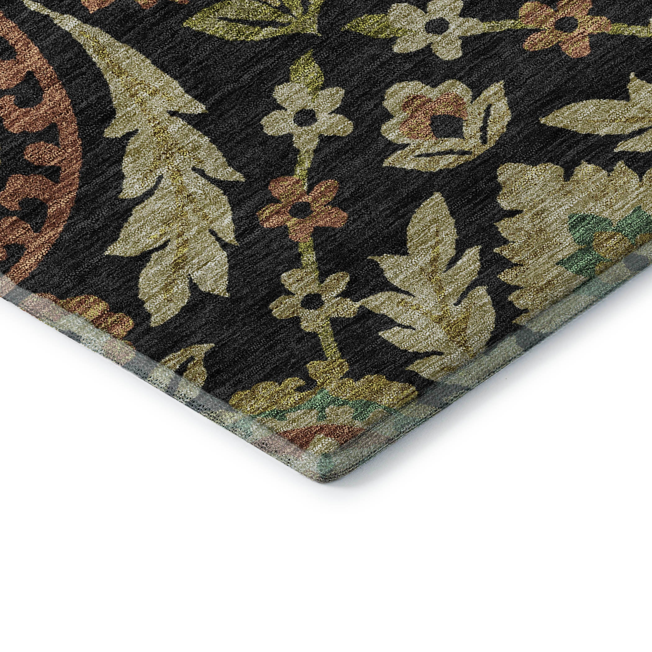 Kyoto Machine Washable Transitional Black Rug 1'8" x 2'6" #shape_Rectangle