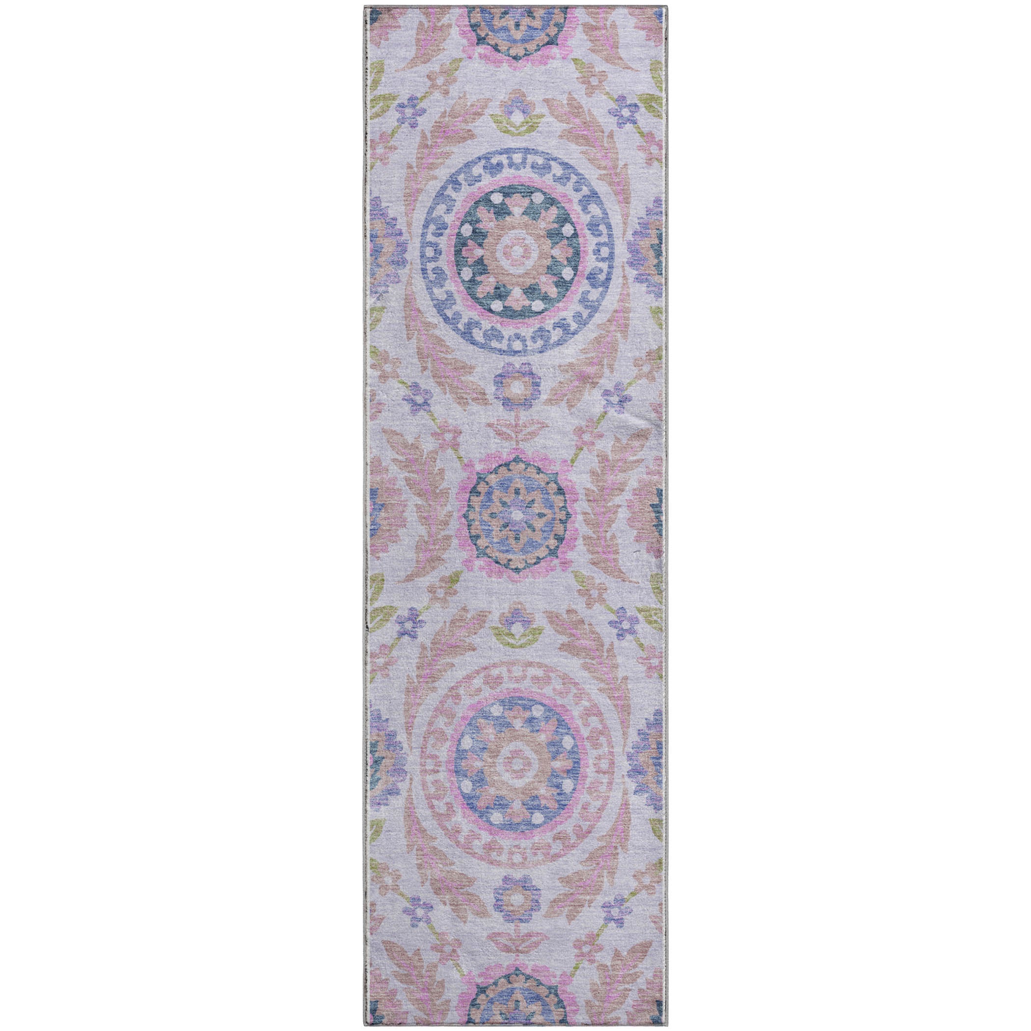 Kyoto Machine Washable Transitional Blush Pink Rug 2'3" x 7'6" #shape_Runner