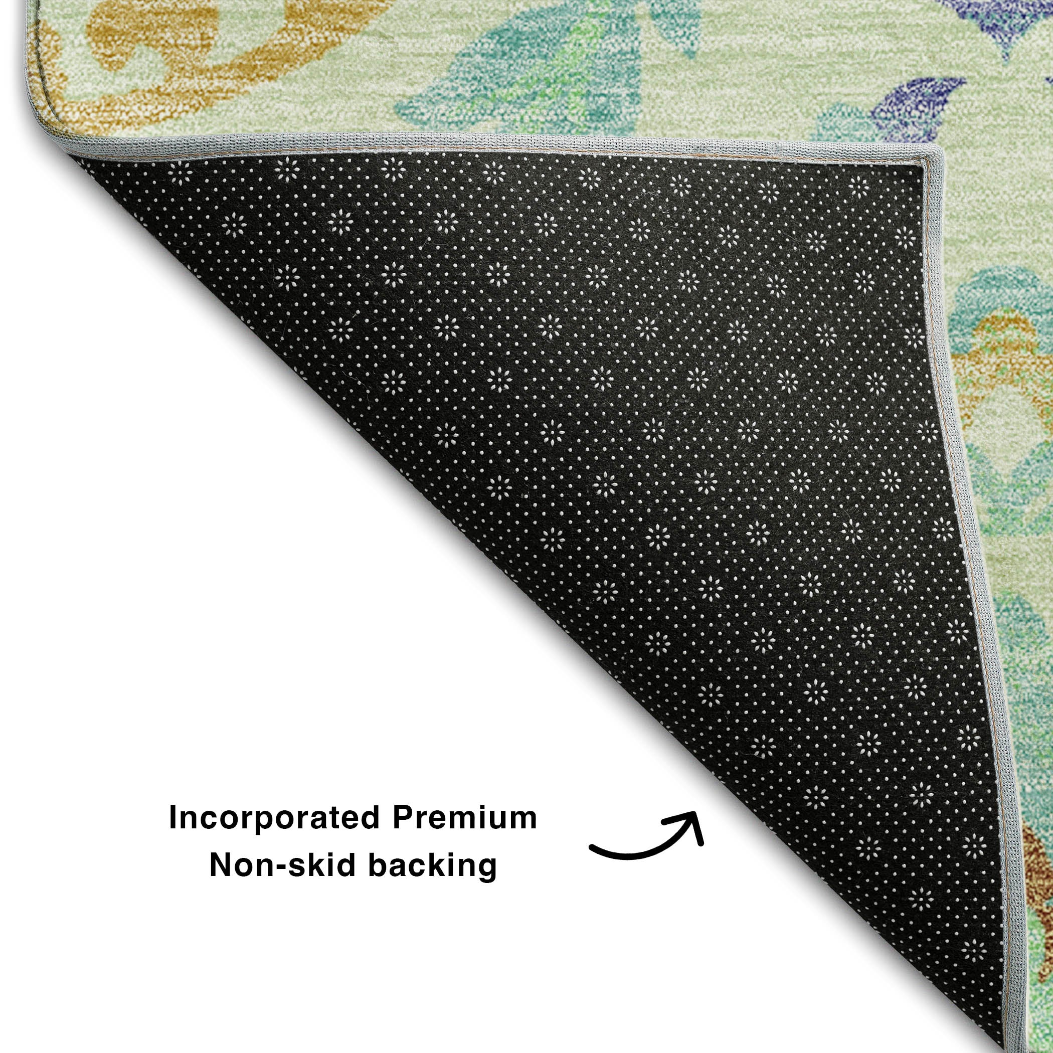 Kyoto Machine Washable Transitional Mint Green Rug 1'8" x 2'6" #shape_Rectangle