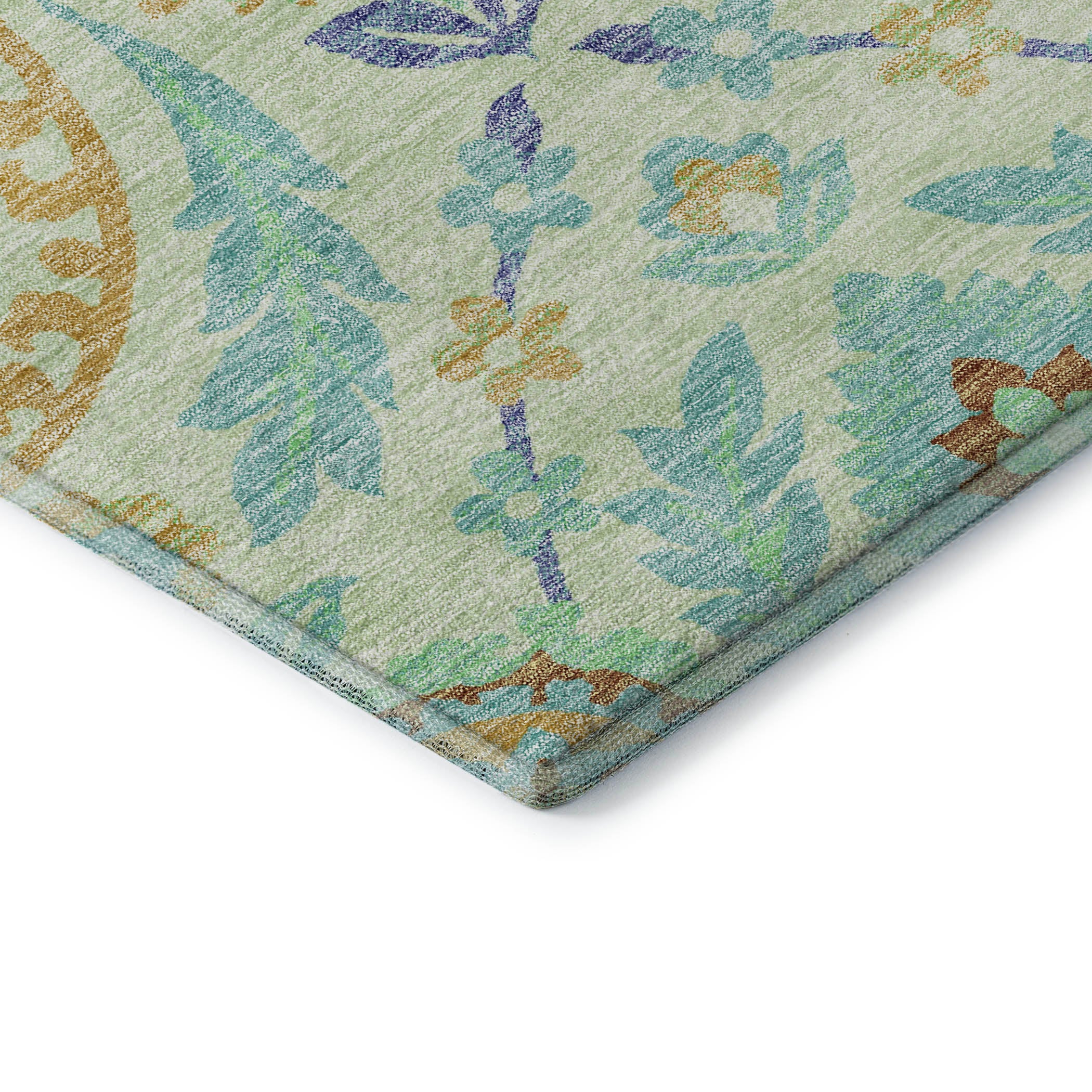 Kyoto Machine Washable Transitional Mint Green Rug 1'8" x 2'6" #shape_Rectangle