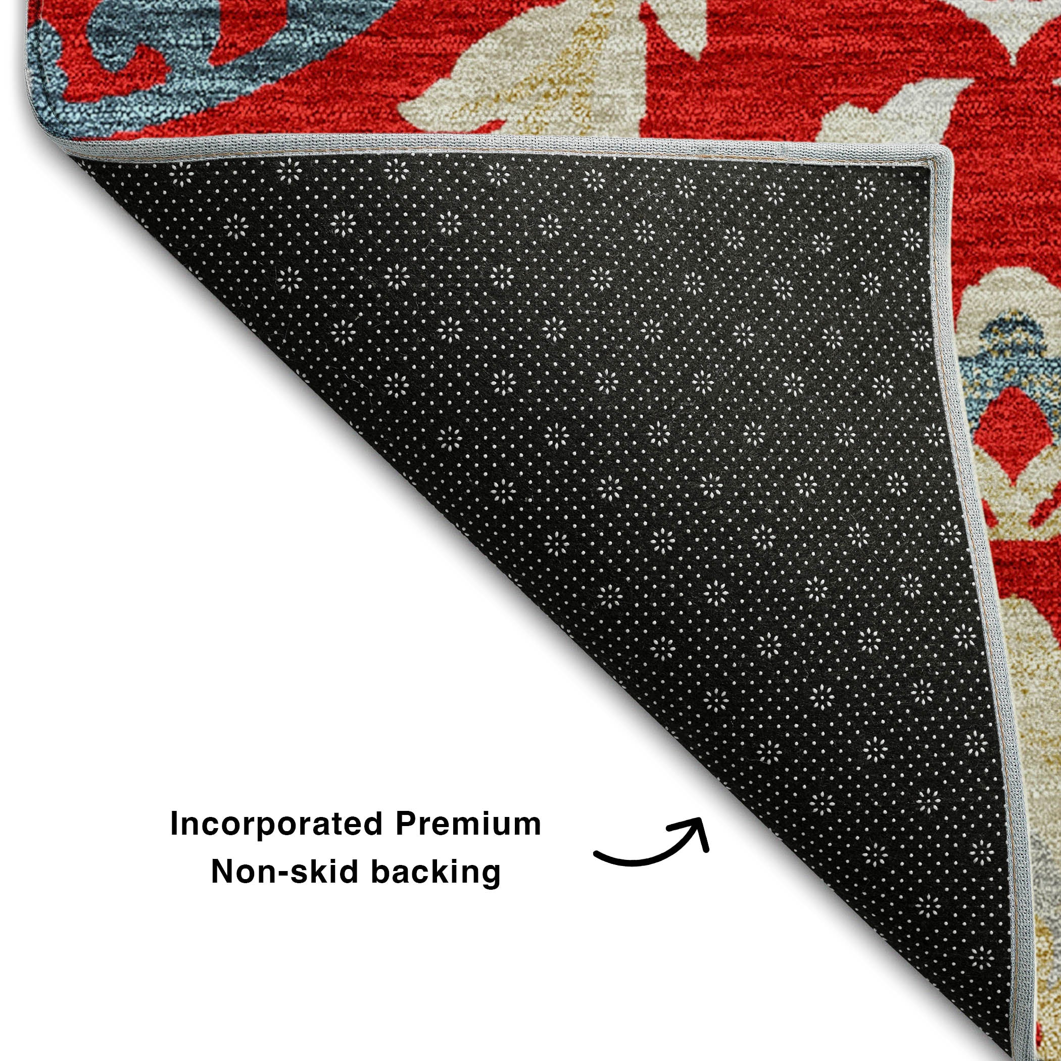 Kyoto Machine Washable Transitional Red Rug 1'8" x 2'6" #shape_Rectangle