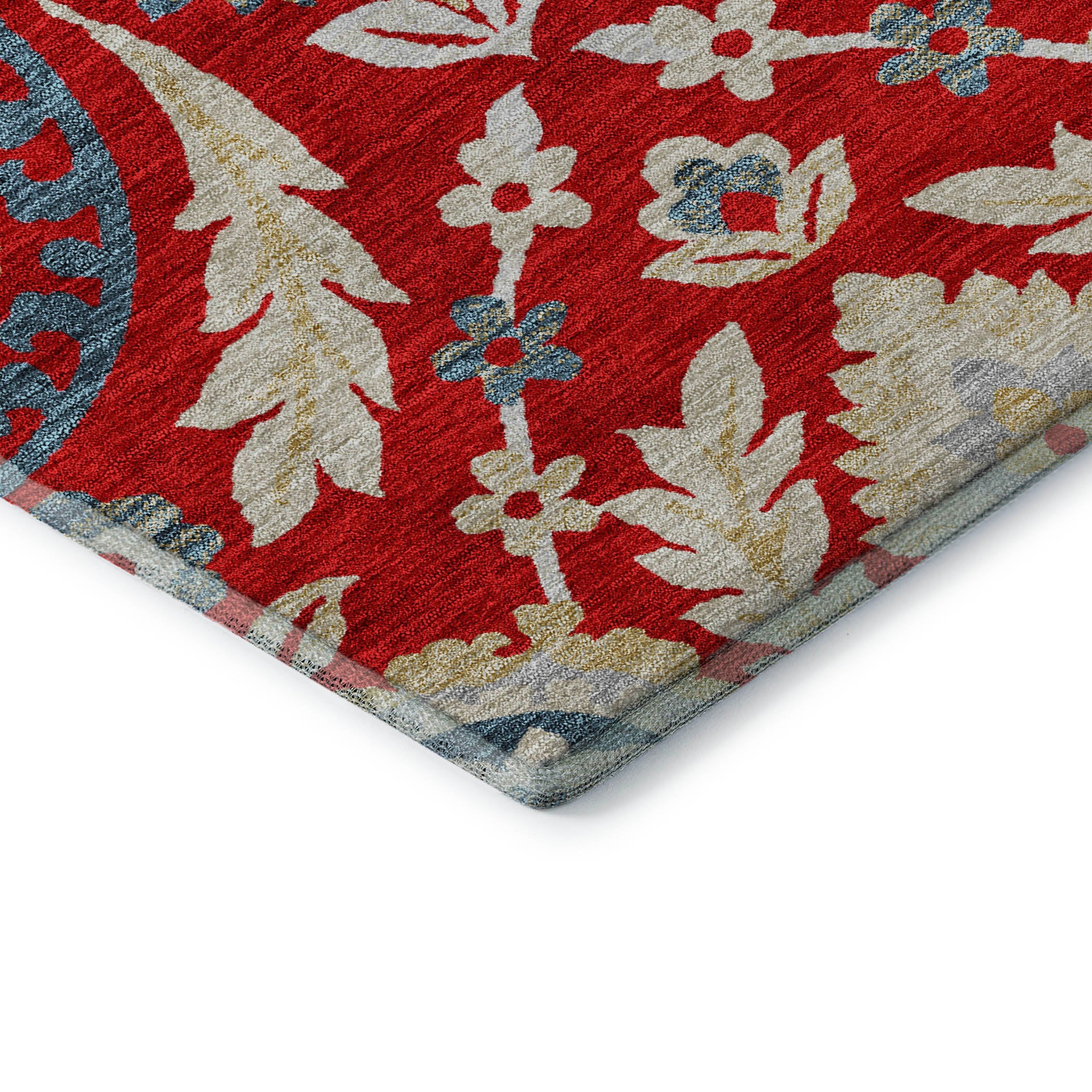 Kyoto Machine Washable Transitional Red Rug 1'8" x 2'6" #shape_Rectangle