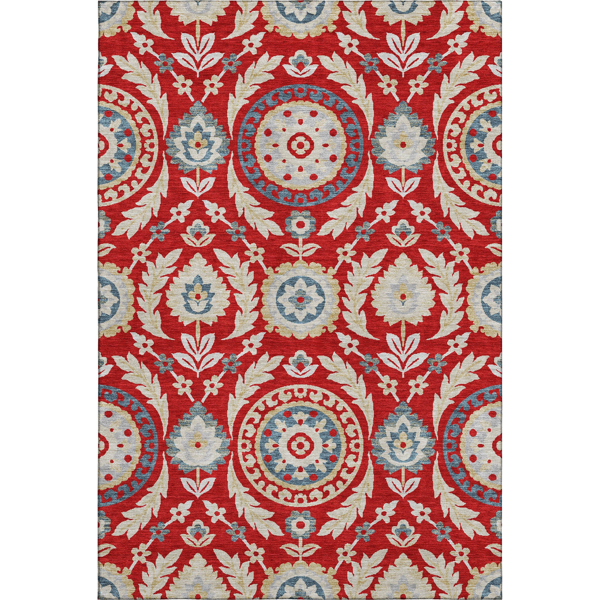 Kyoto Machine Washable Transitional Red Rug 2'6" x 3'10" #shape_Rectangle