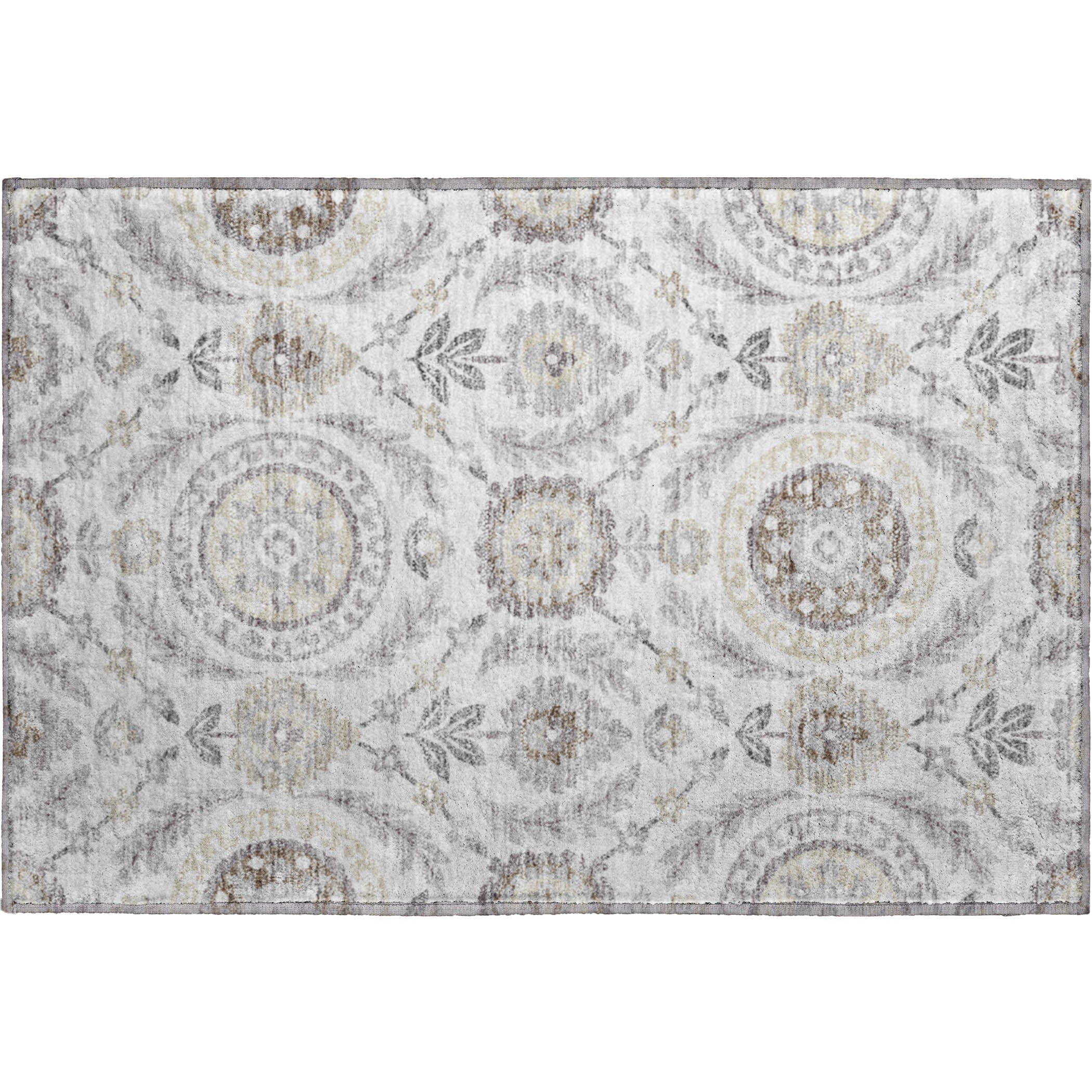 Kyoto Machine Washable Transitional Silver Gray Rug 1'8" x 2'6" #shape_Rectangle