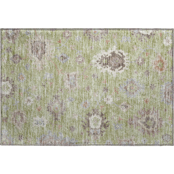 Tallinn Machine Washable Traditional Aloe Green Rug 1'8" x 2'6"