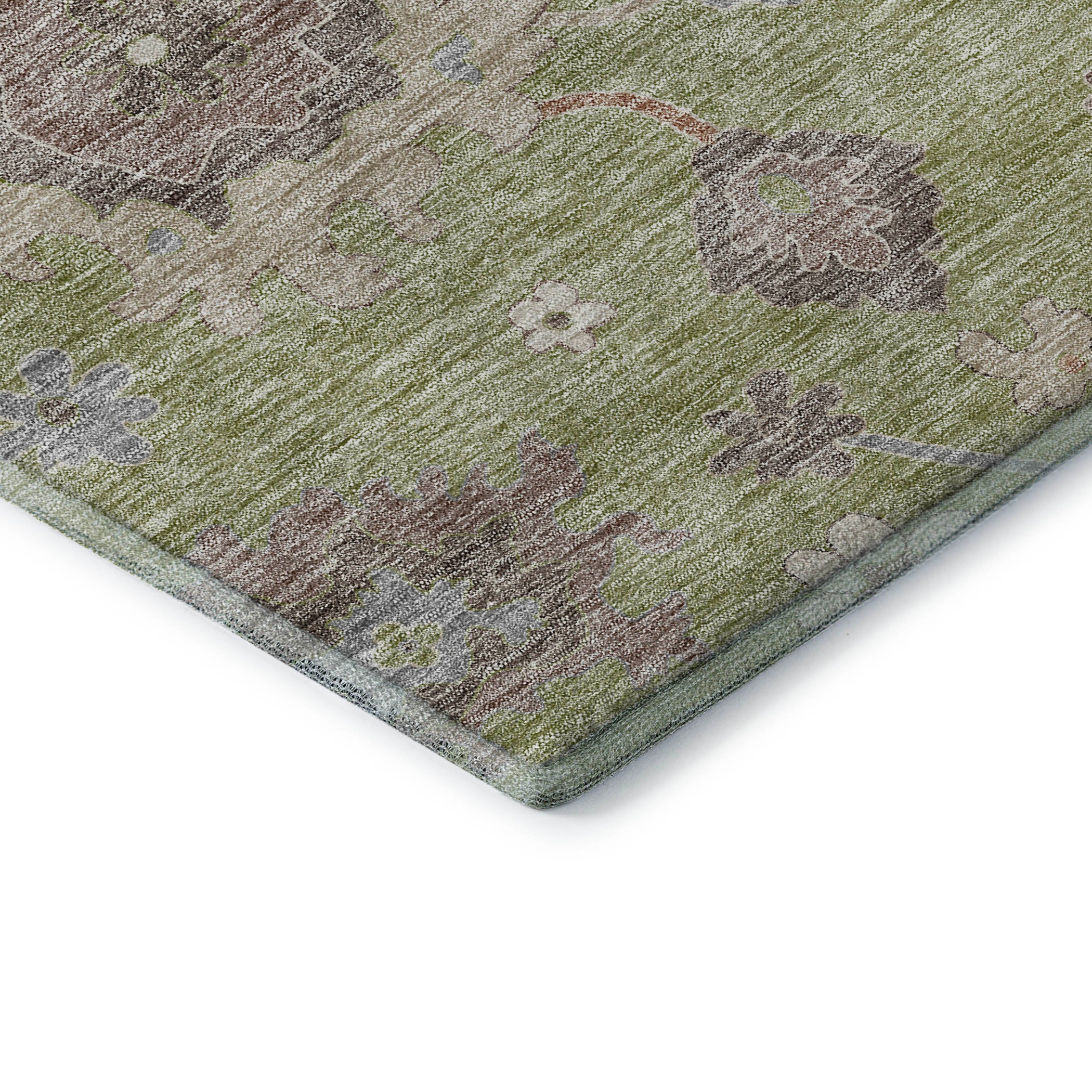 Tallinn Machine Washable Traditional Aloe Green Rug 1'8" x 2'6" #shape_Rectangle