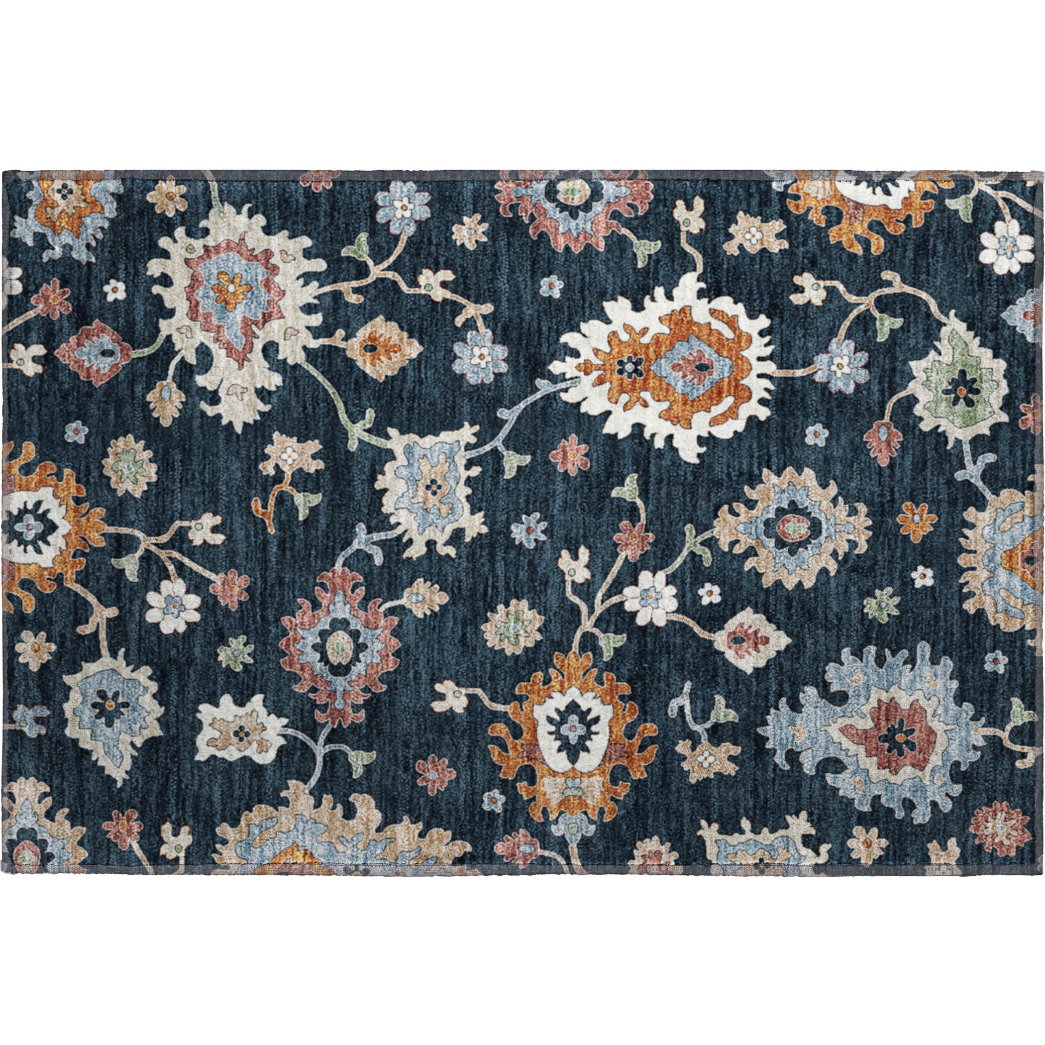 Tallinn Machine Washable Traditional Black Rug 1'8" x 2'6" #shape_Rectangle