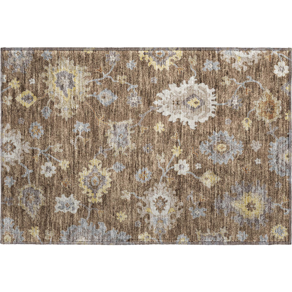 Tallinn Machine Washable Traditional Chocolate Brown Rug 1'8" x 2'6"
