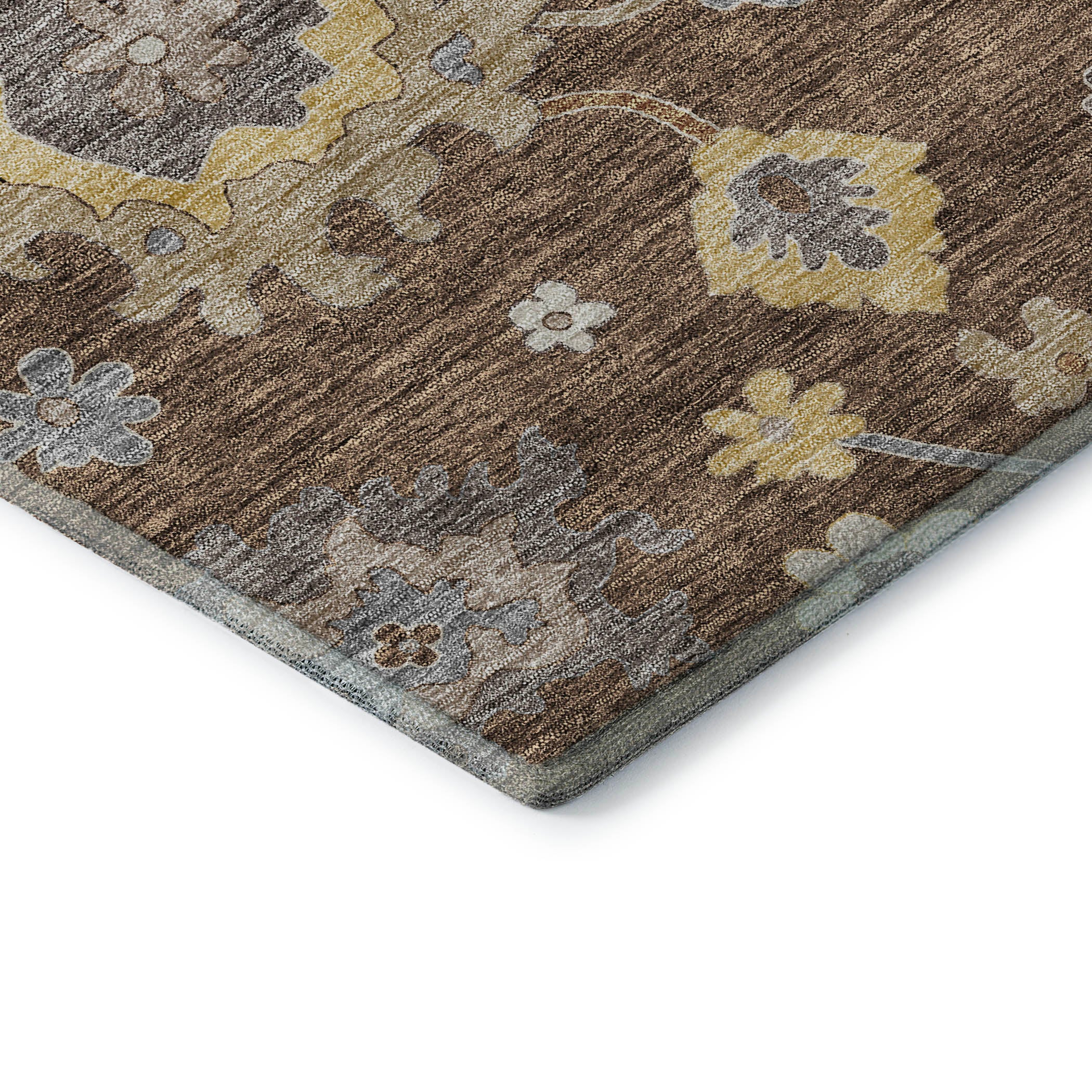 Tallinn Machine Washable Traditional Chocolate Brown Rug 1'8" x 2'6" #shape_Rectangle
