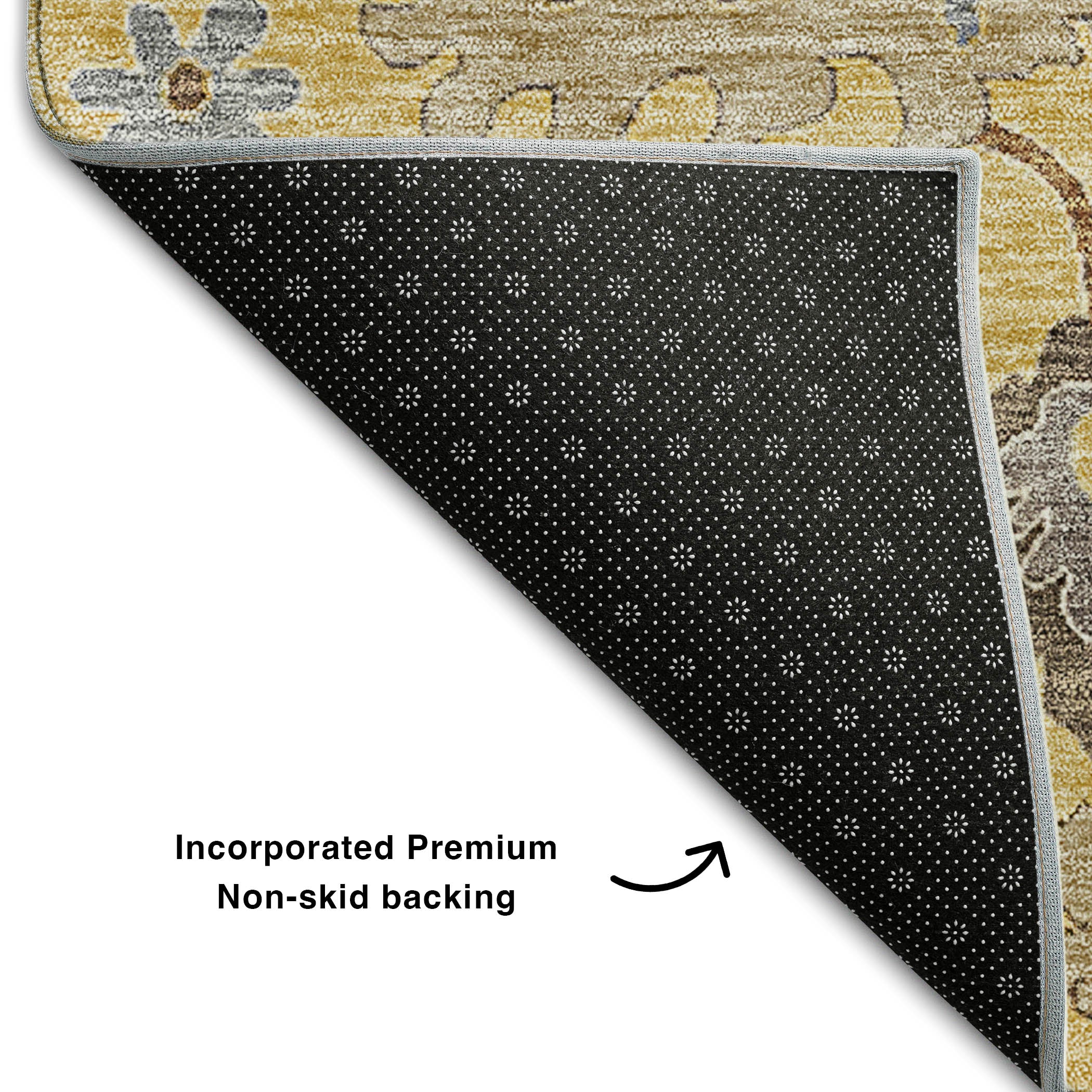 Tallinn Machine Washable Traditional Gold Rug 1'8" x 2'6" #shape_Rectangle