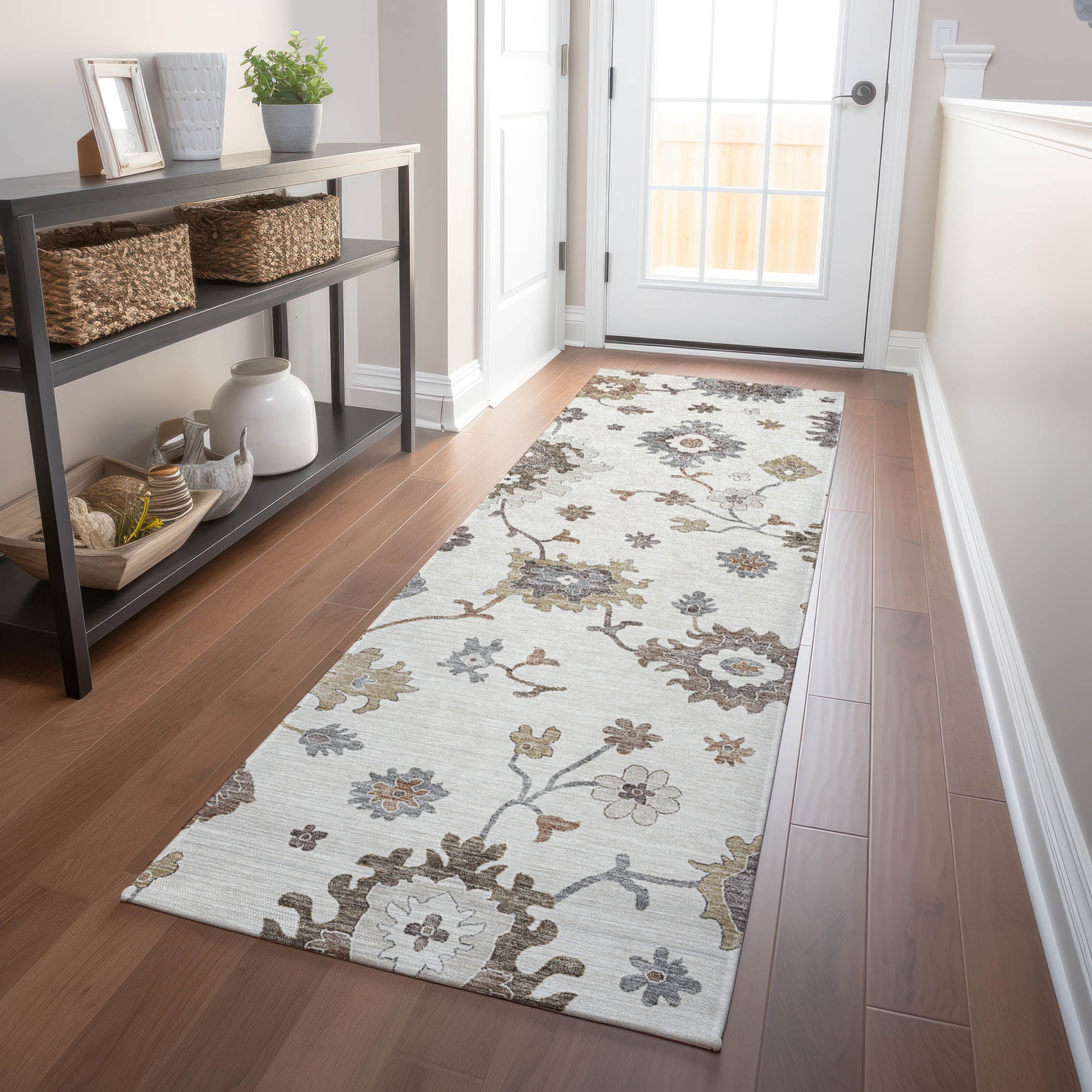 Tallinn Machine Washable Traditional Ivory Rug 2'3" x 7'6" #shape_Runner