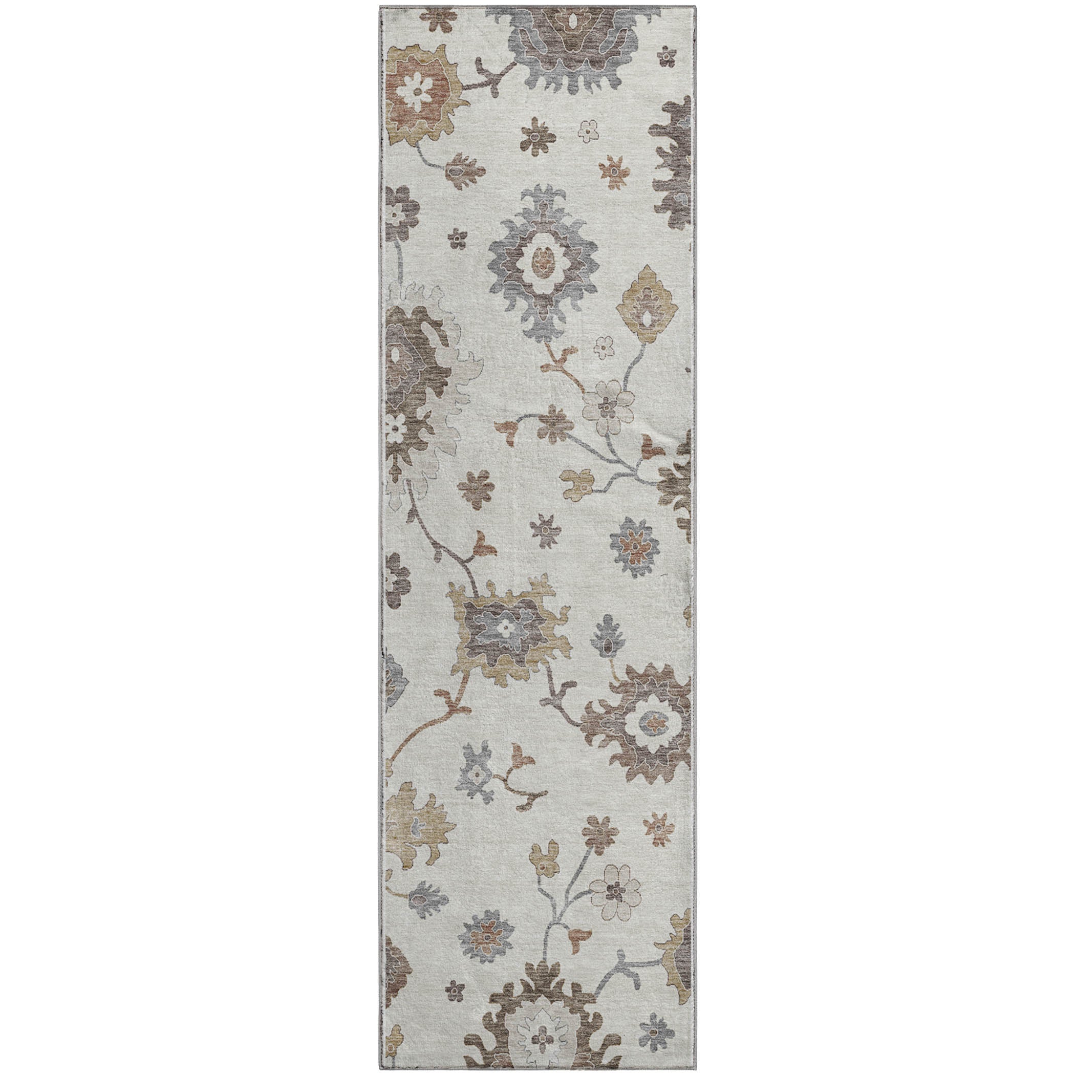 Tallinn Machine Washable Traditional Ivory Rug 2'3" x 7'6" #shape_Runner