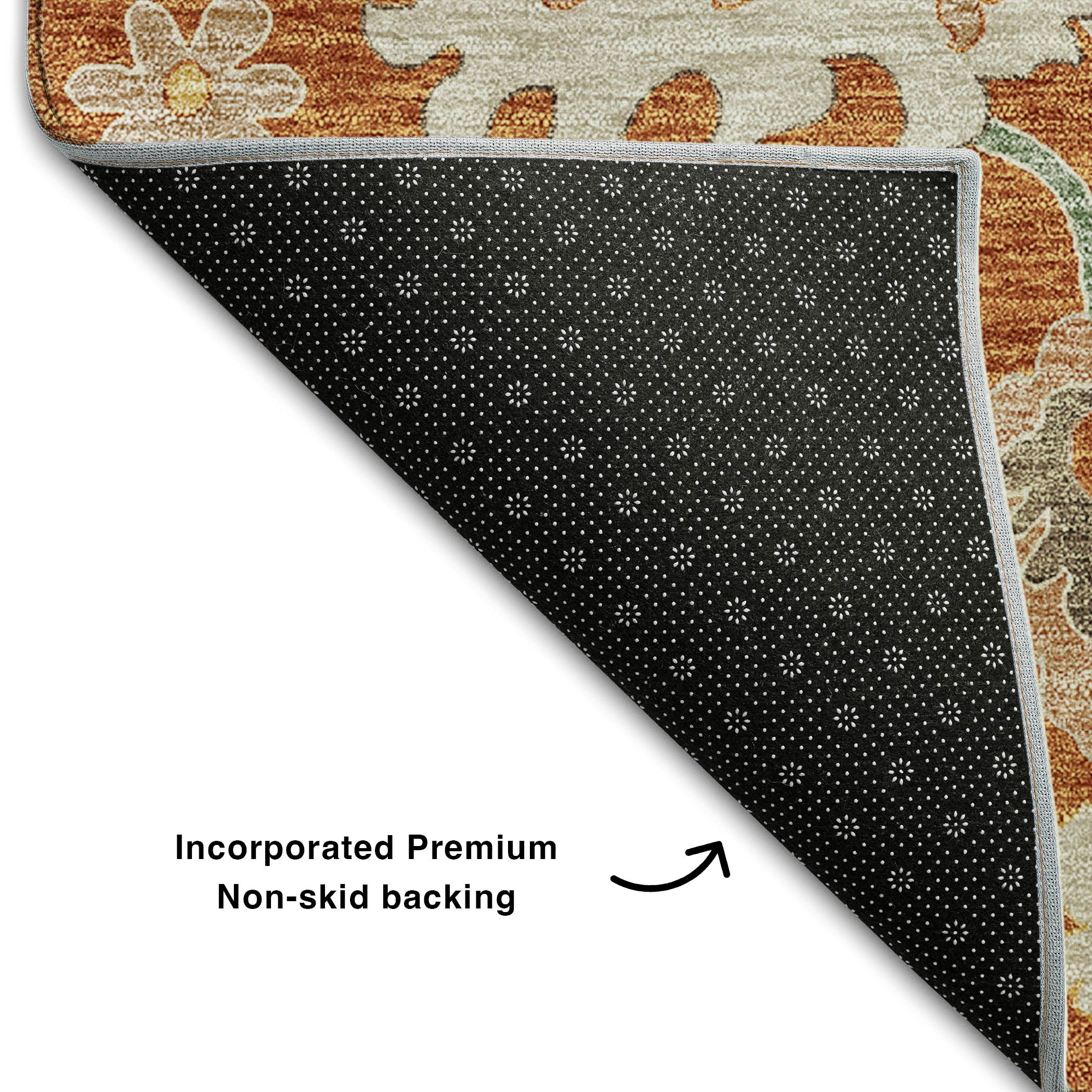Tallinn Machine Washable Traditional Paprika Orange Rug 1'8" x 2'6" #shape_Rectangle