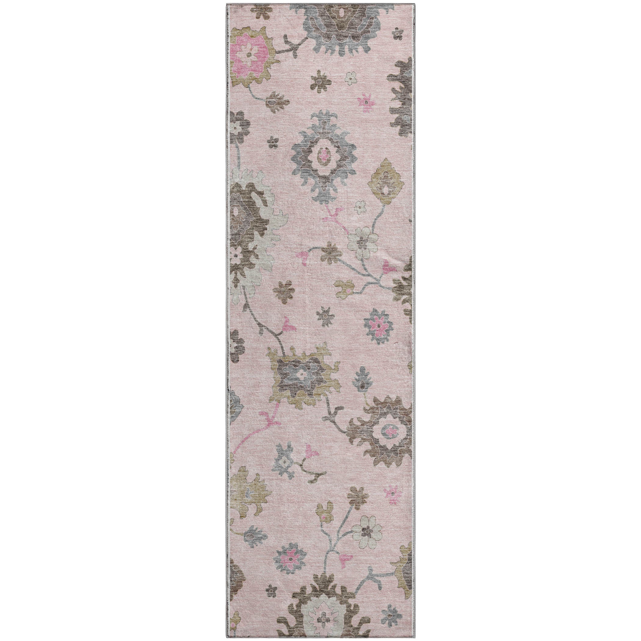 Tallinn Machine Washable Traditional Pink Rug 2'3" x 7'6" #shape_Runner