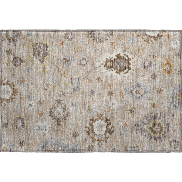 Tallinn Machine Washable Traditional Taupe Brown Rug 1'8" x 2'6"