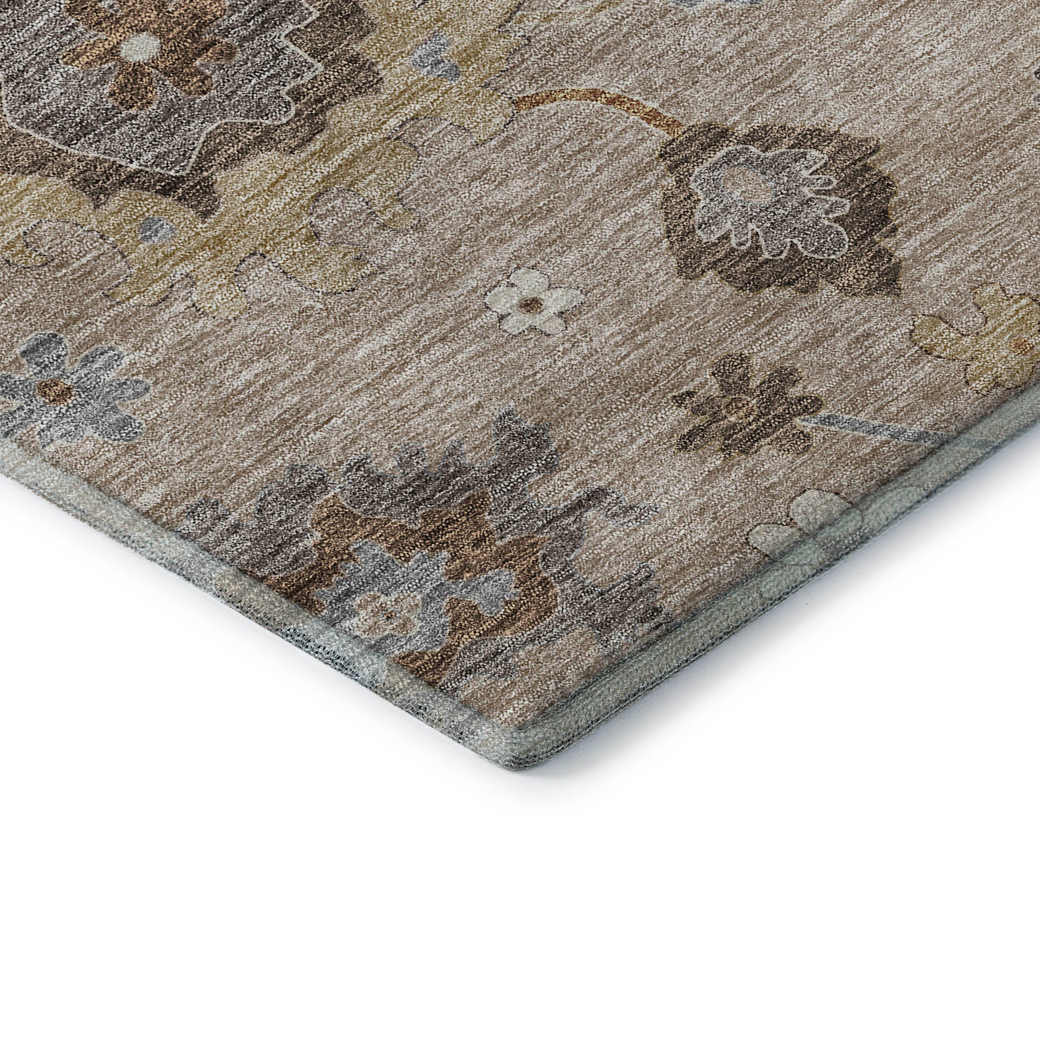 Tallinn Machine Washable Traditional Taupe Brown Rug 1'8" x 2'6" #shape_Rectangle