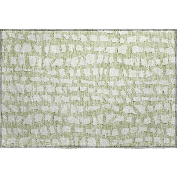 Zanzibar Machine Washable Transitional Aloe Green Rug 1'8" x 2'6"