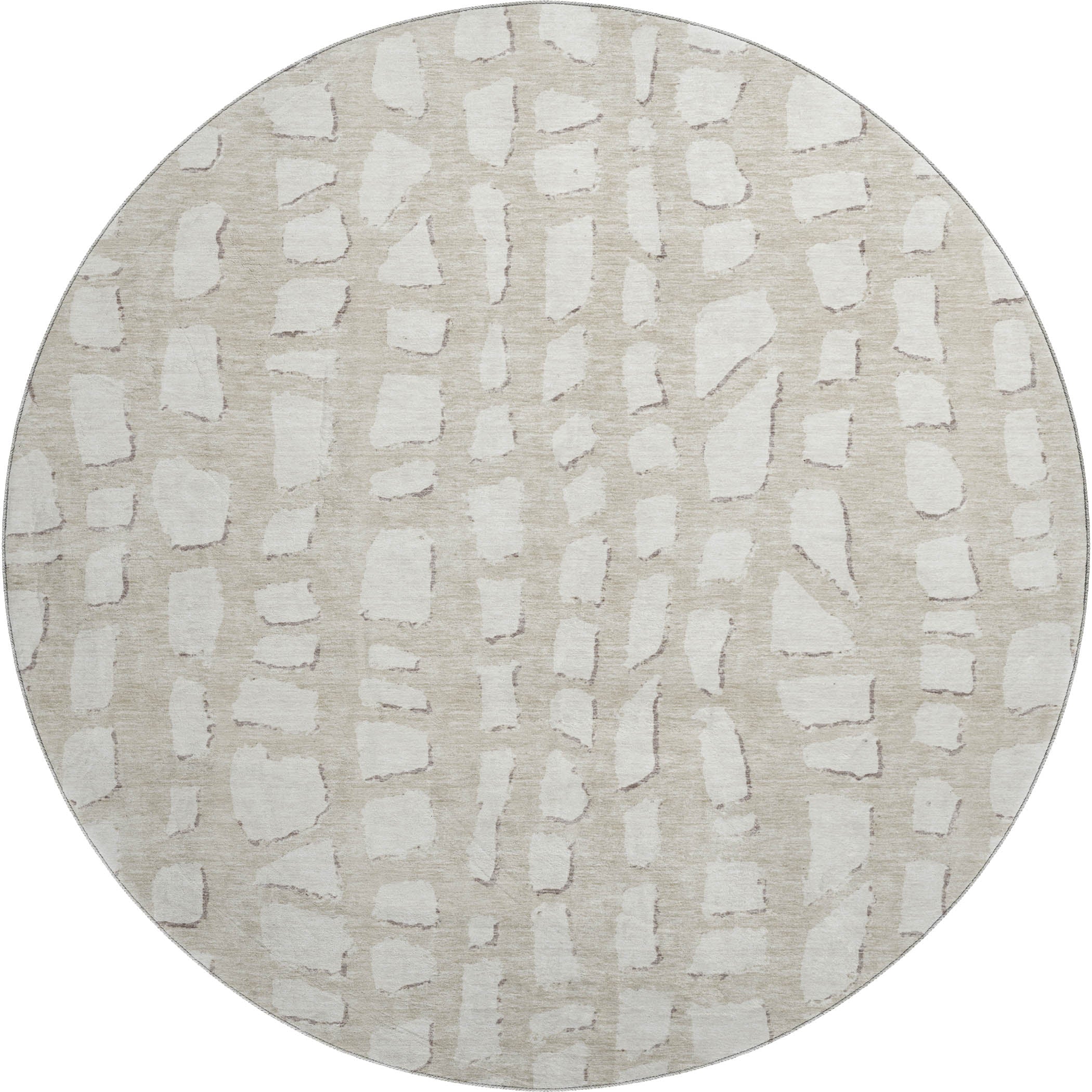 Zanzibar Machine Washable Transitional Beige Brown Rug 8' x 8' #shape_Round