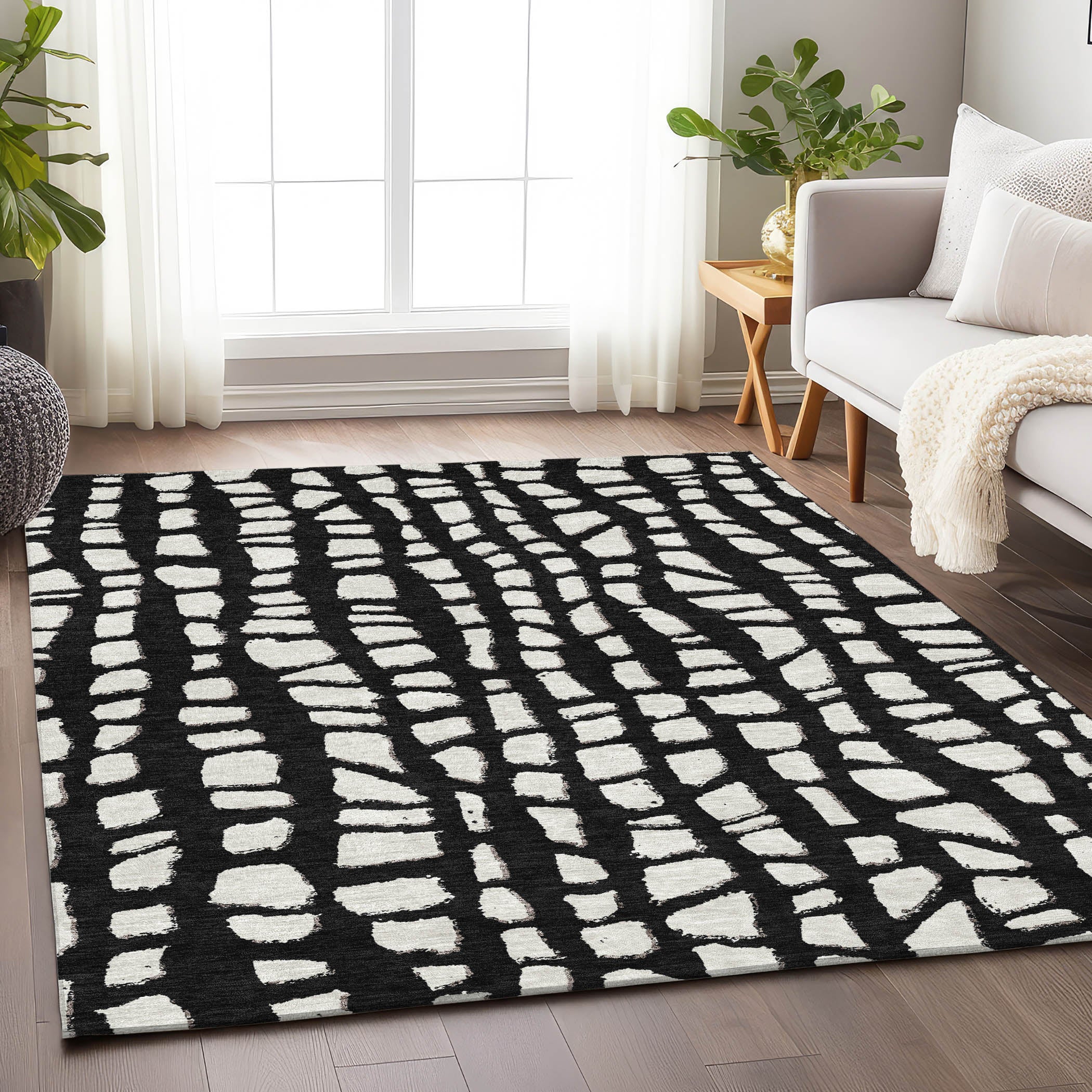 Zanzibar Machine Washable Transitional Black Rug 2'6" x 3'10" #shape_Rectangle