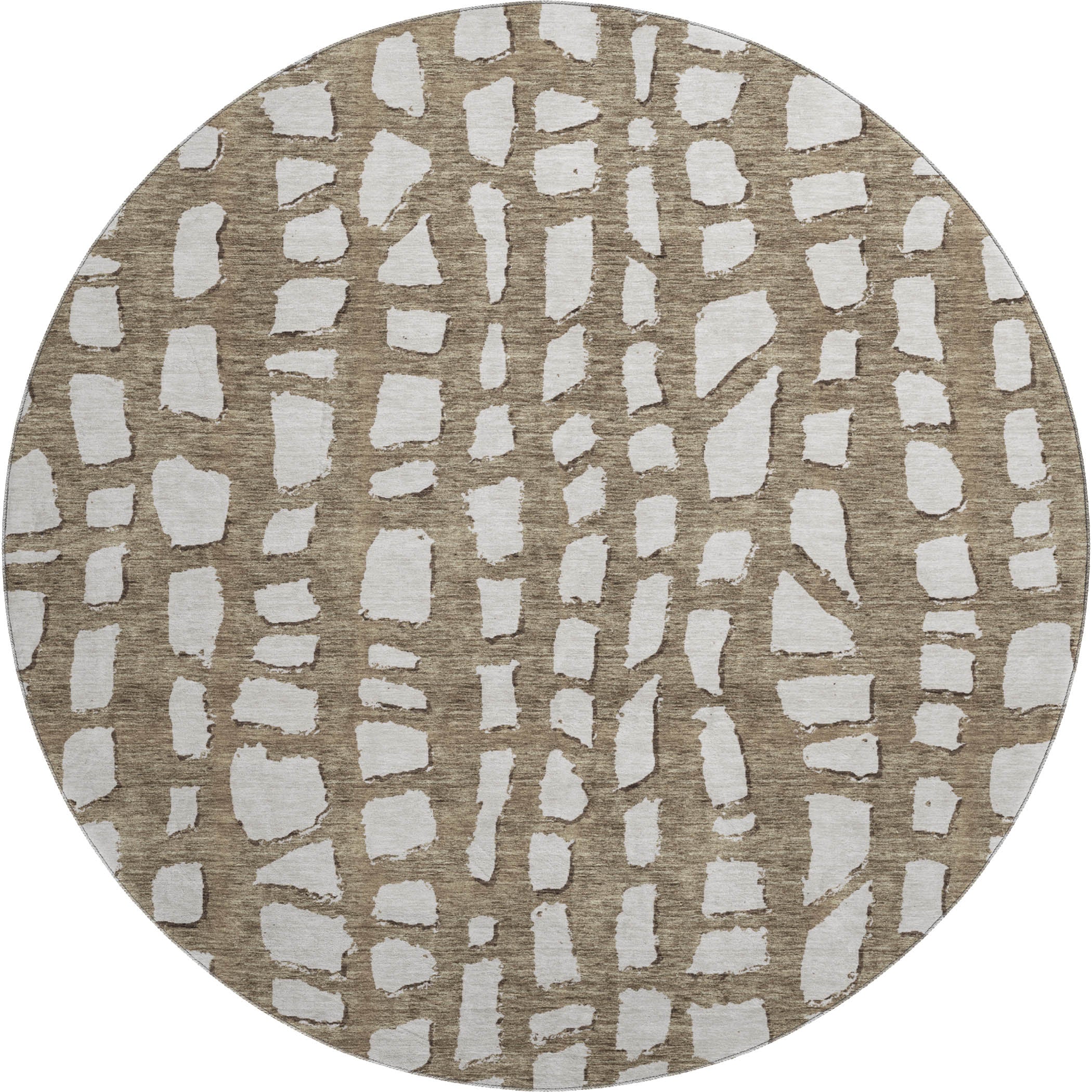 Zanzibar Machine Washable Transitional Brown Rug 8' x 8' #shape_Round