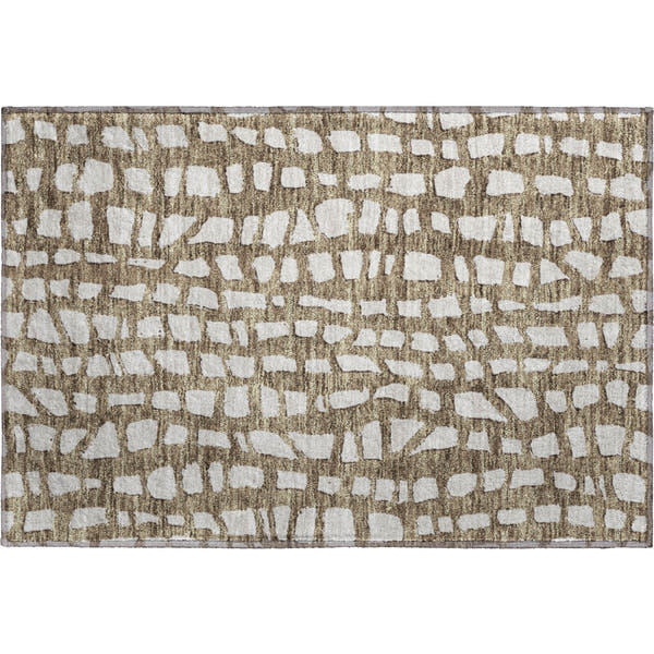 Zanzibar Machine Washable Transitional Brown Rug 1'8" x 2'6"