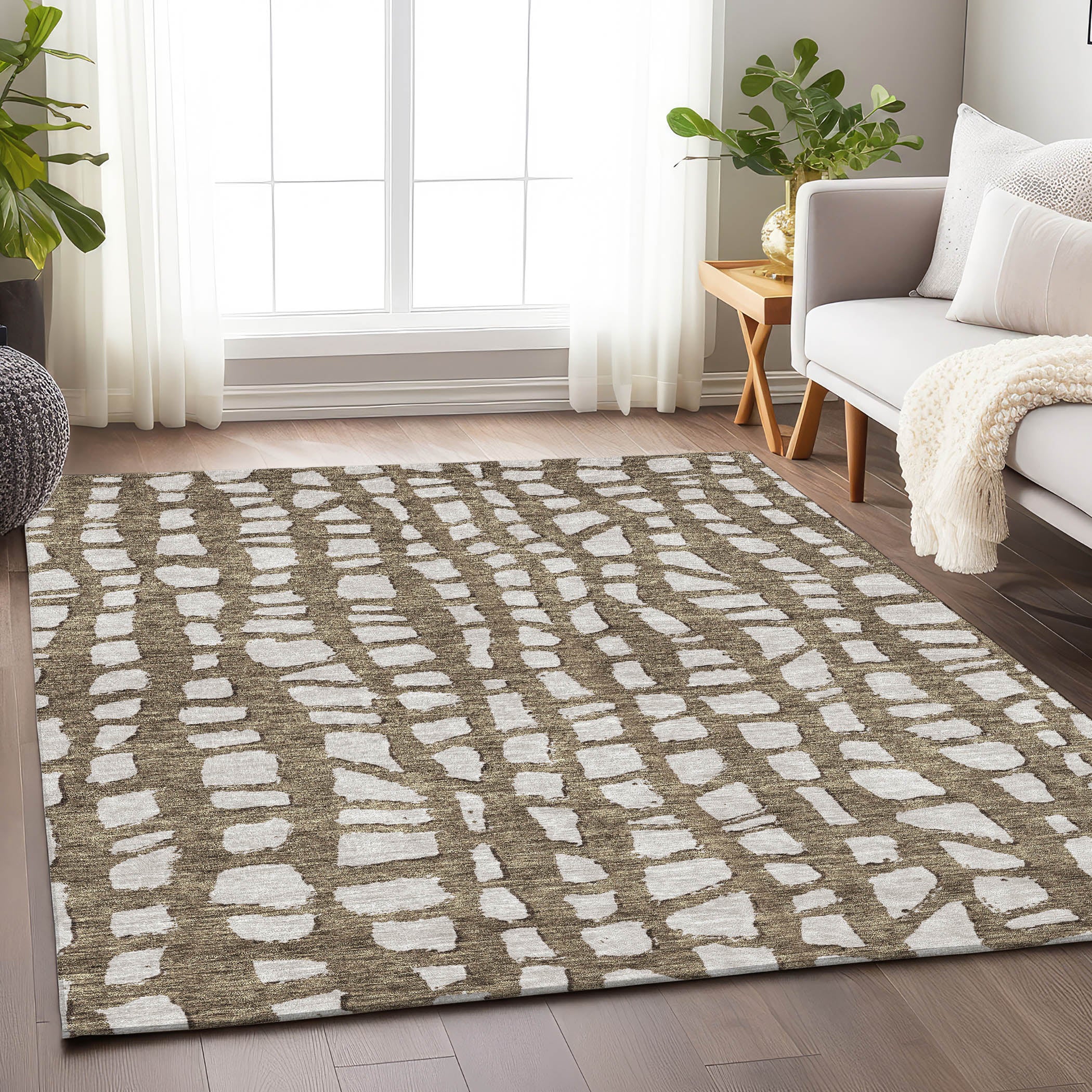 Zanzibar Machine Washable Transitional Brown Rug 2'6" x 3'10" #shape_Rectangle