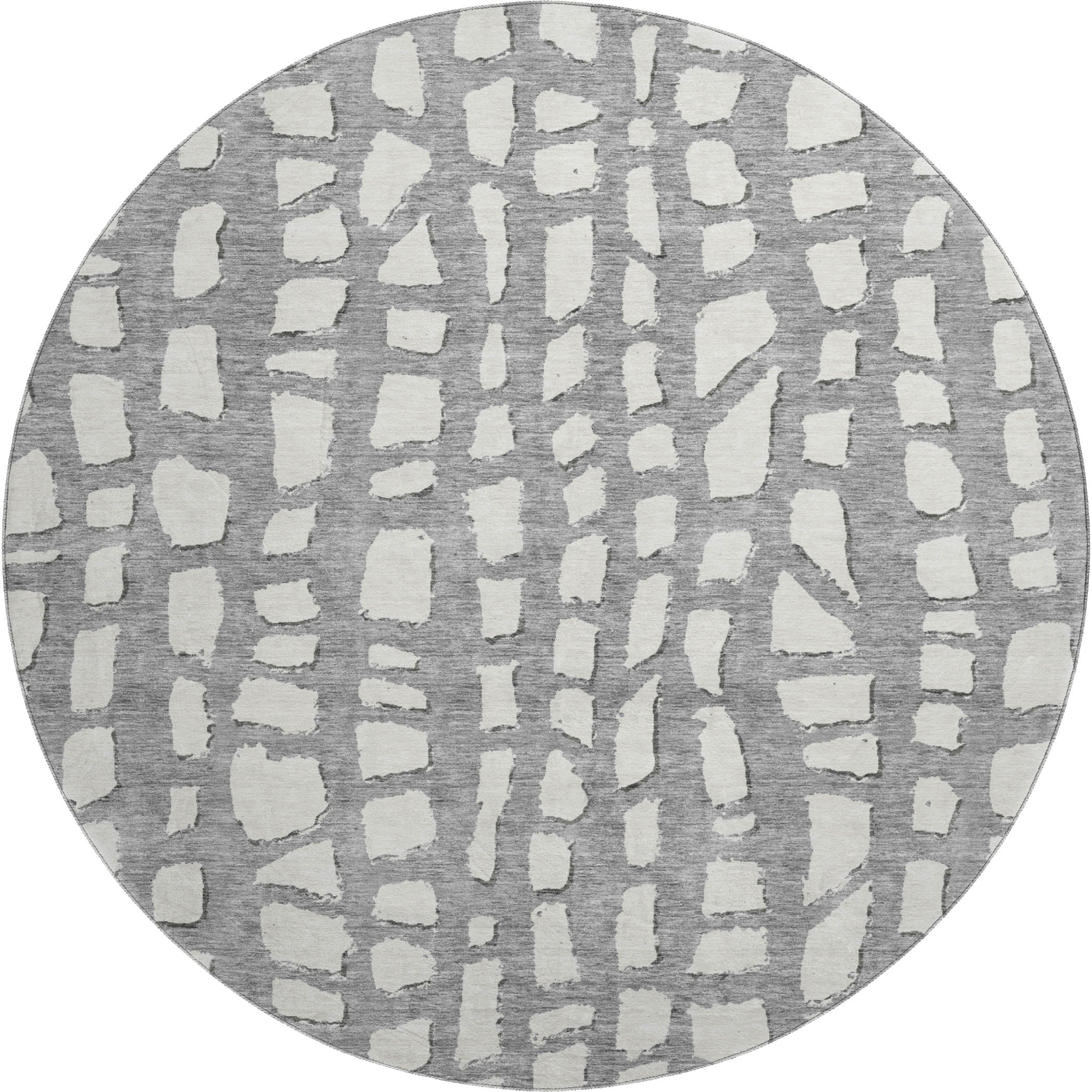 Zanzibar Machine Washable Transitional Gray Rug 8' x 8' #shape_Round