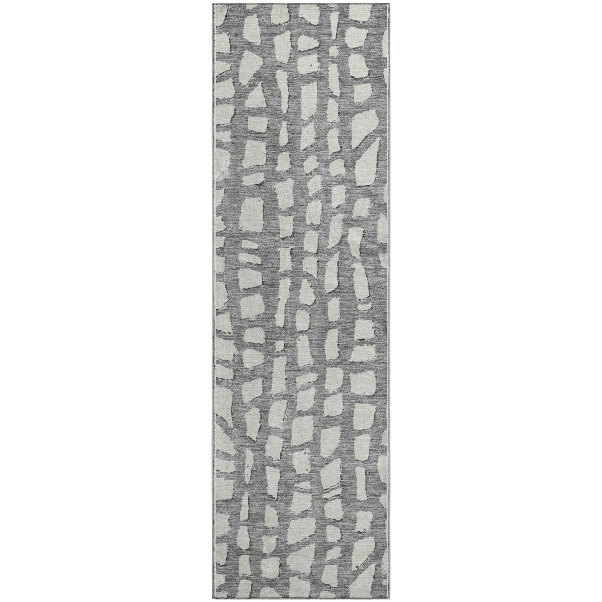 Zanzibar Machine Washable Transitional Gray Rug 2'3" x 7'6" #shape_Runner