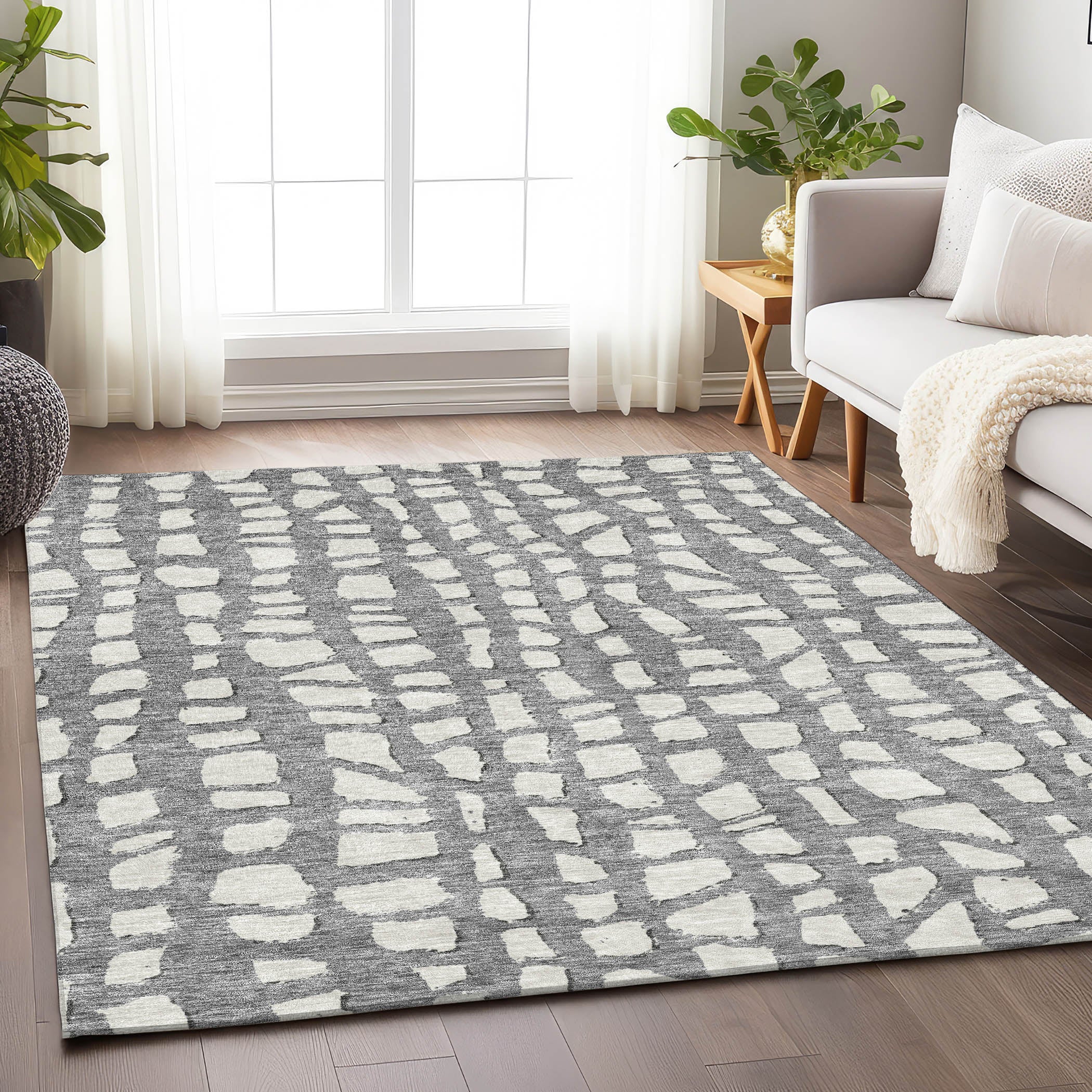 Zanzibar Machine Washable Transitional Gray Rug 2'6" x 3'10" #shape_Rectangle