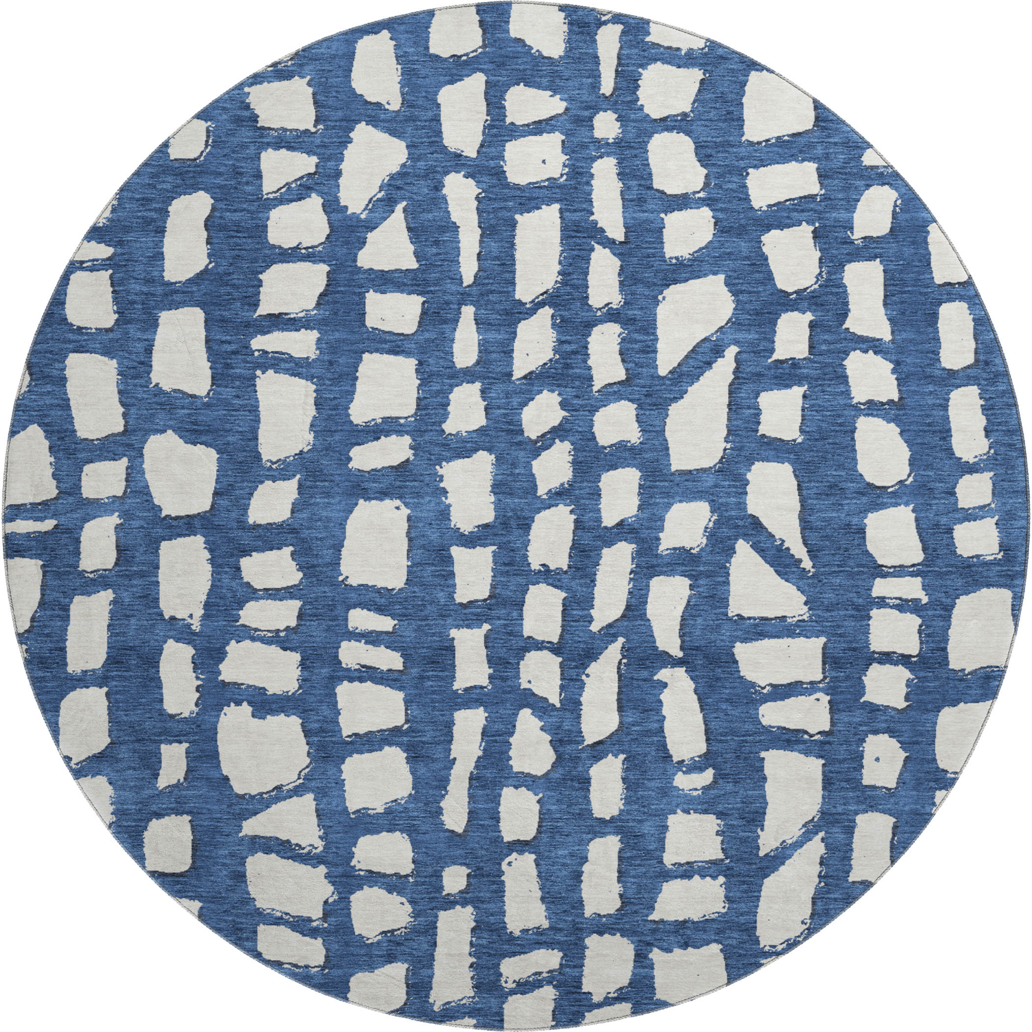 Zanzibar Machine Washable Transitional Navy Blue Rug 8' x 8' #shape_Round