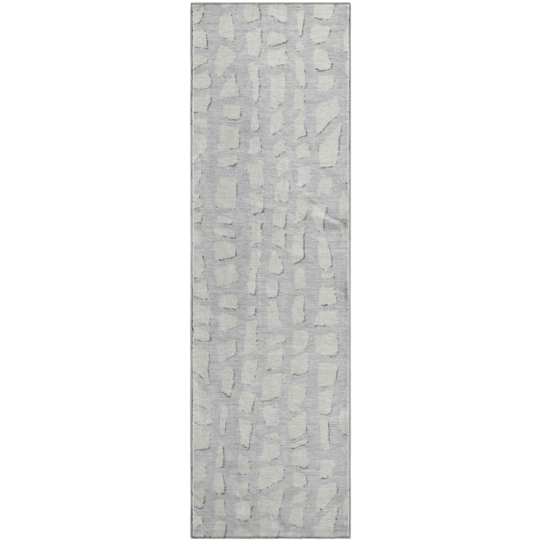 Zanzibar Machine Washable Transitional Silver Gray Rug 2'3" x 7'6" #shape_Runner