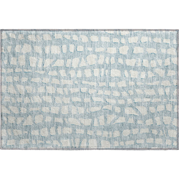Zanzibar Machine Washable Transitional Sky Blue Rug 1'8" x 2'6"
