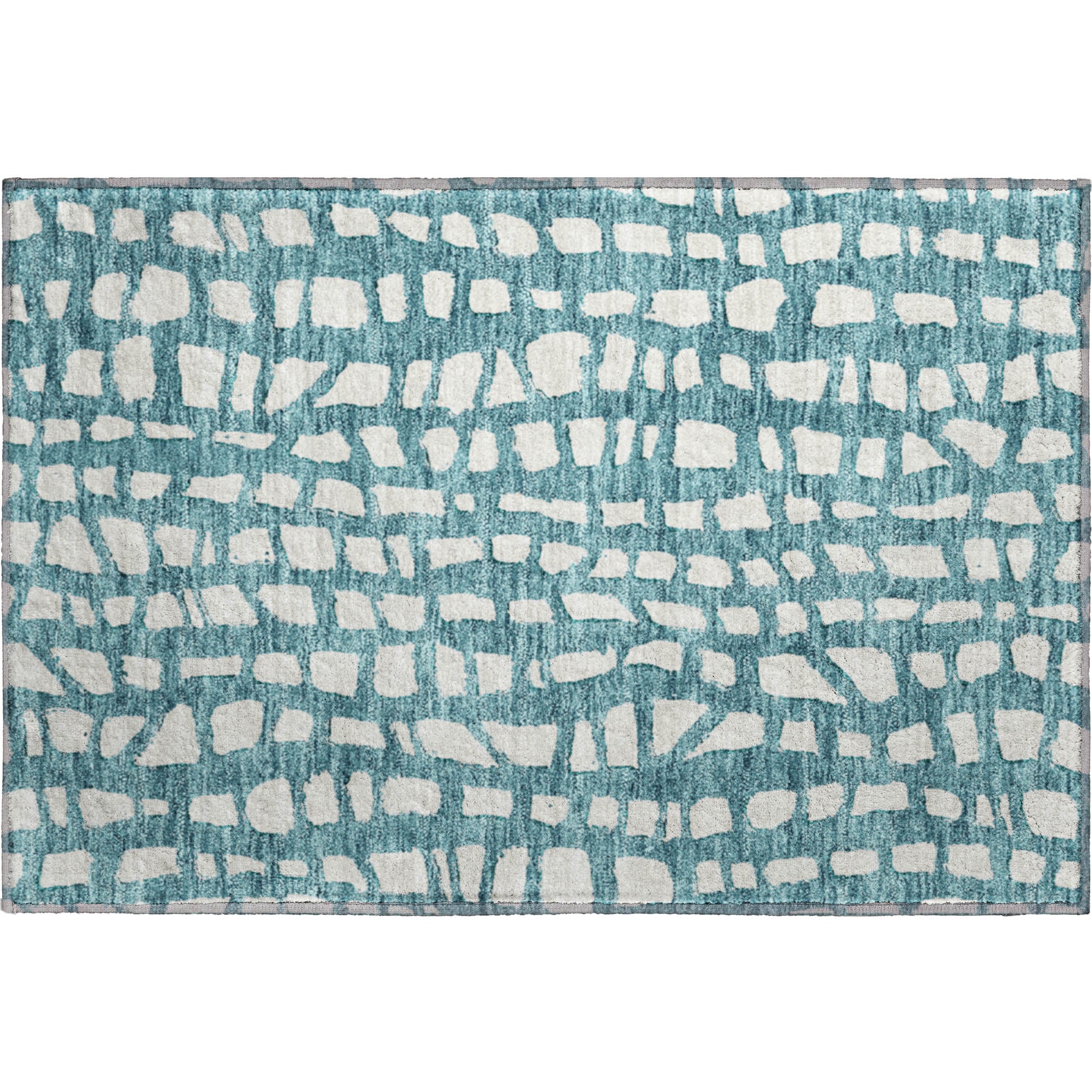 Zanzibar Machine Washable Transitional Teal Rug 1'8" x 2'6" #shape_Rectangle