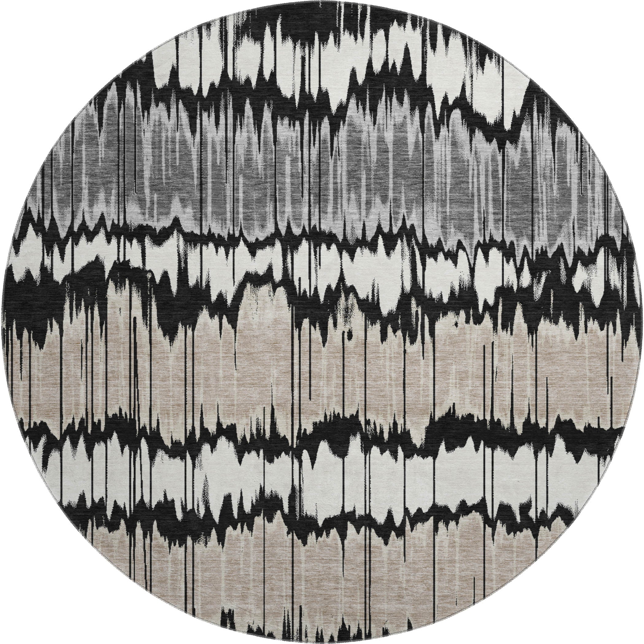 Kathmandu Machine Washable Transitional Black Rug 8' x 8' #shape_Round