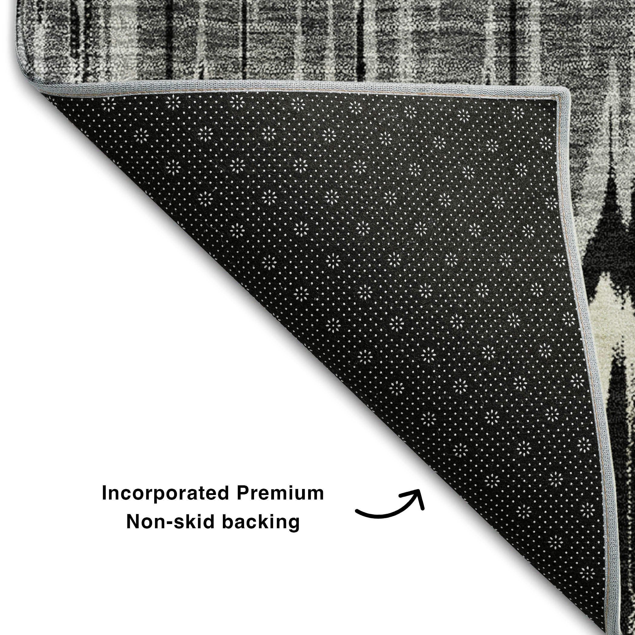 Kathmandu Machine Washable Transitional Black Rug 1'8" x 2'6" #shape_Rectangle