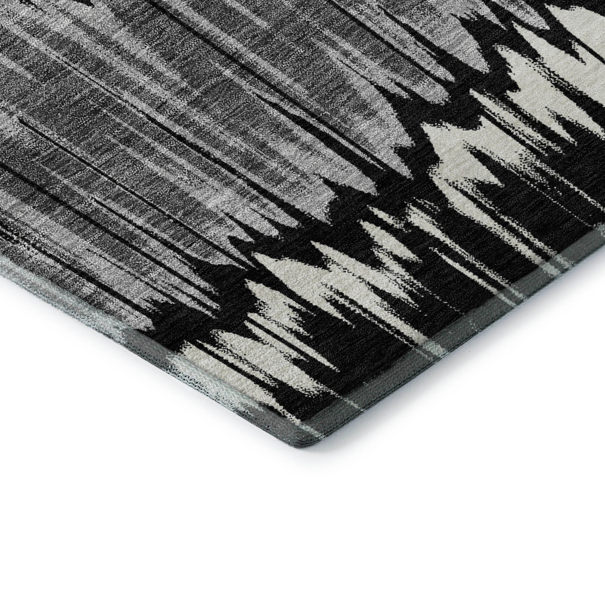 Kathmandu Machine Washable Transitional Black Rug 1'8" x 2'6" #shape_Rectangle