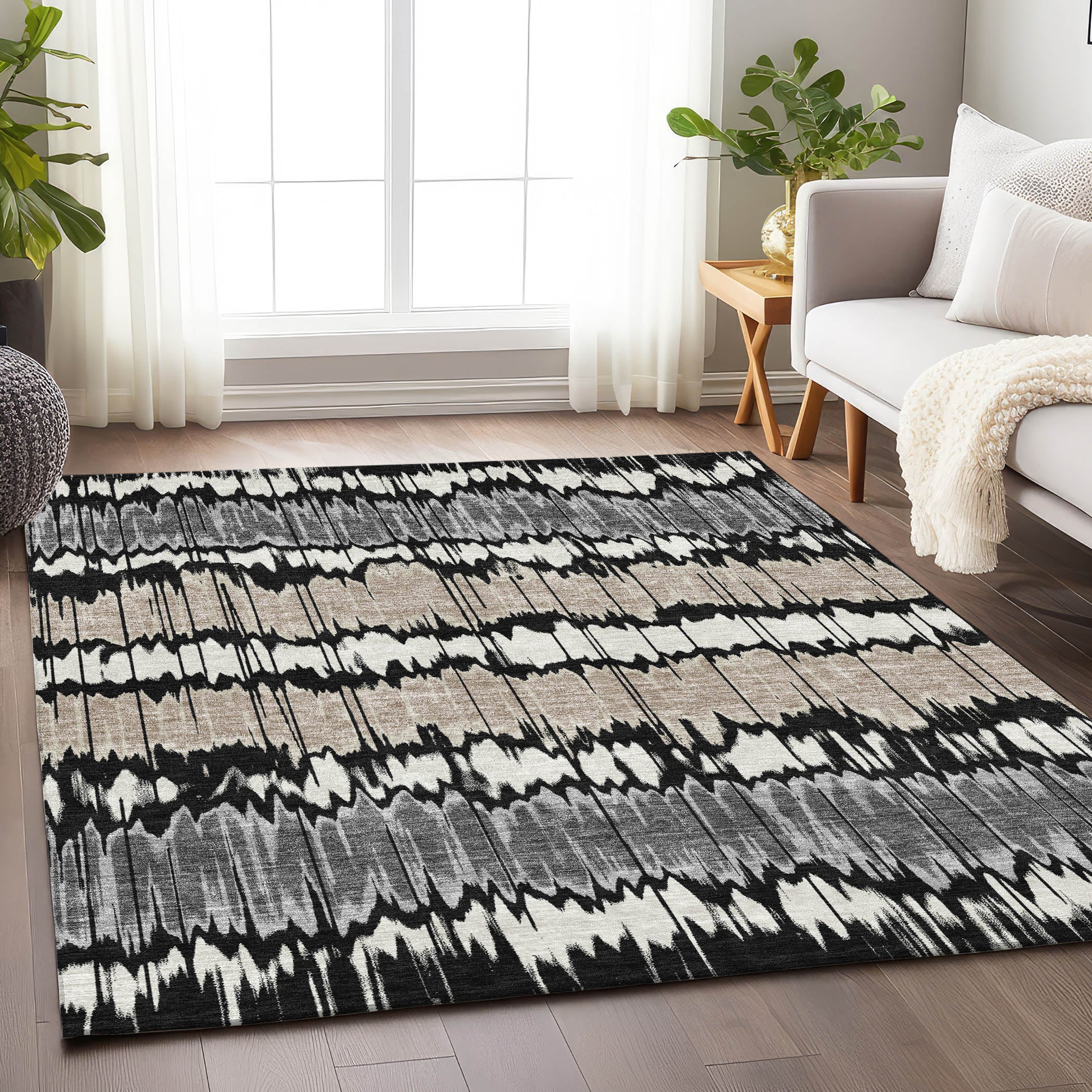 Kathmandu Machine Washable Transitional Black Rug 2'6" x 3'10" #shape_Rectangle