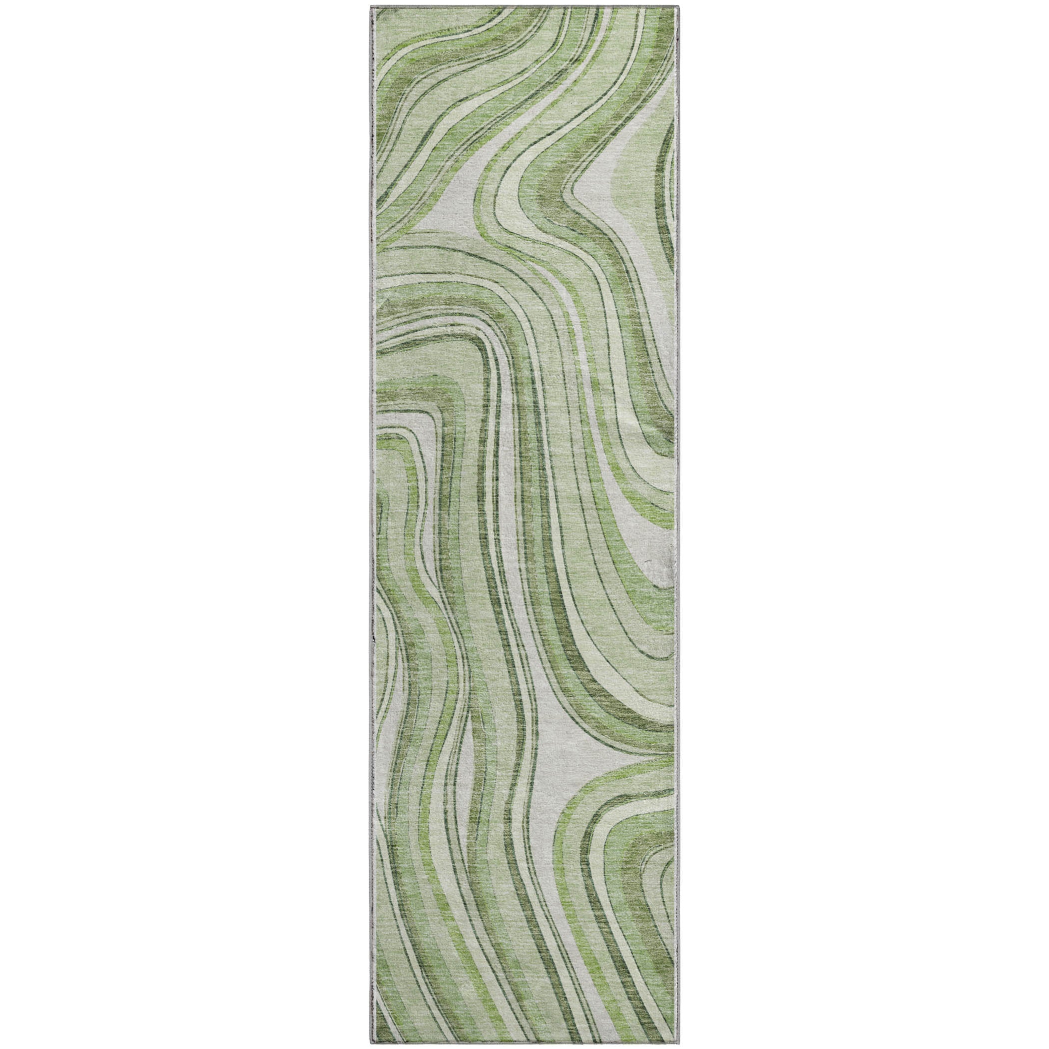 Zanzibar Machine Washable Transitional Aloe Green Rug 2'3" x 7'6" #shape_Runner