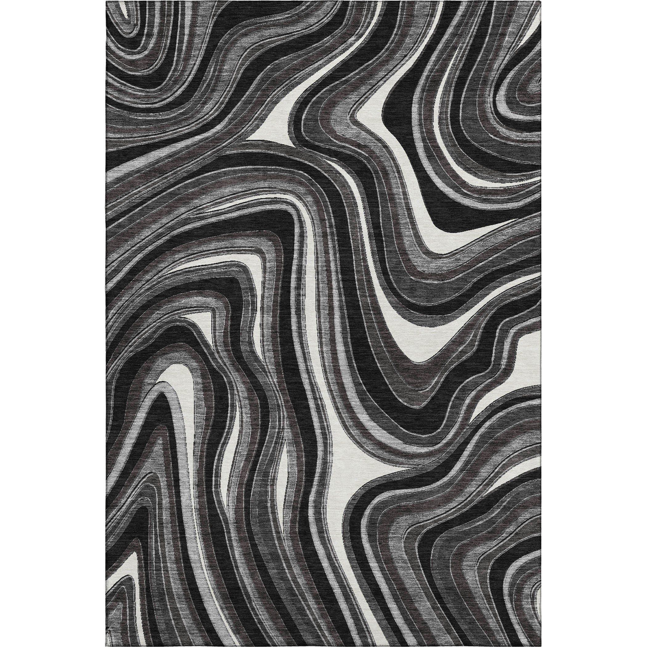 Zanzibar Machine Washable Transitional Black Rug 2'6" x 3'10" #shape_Rectangle