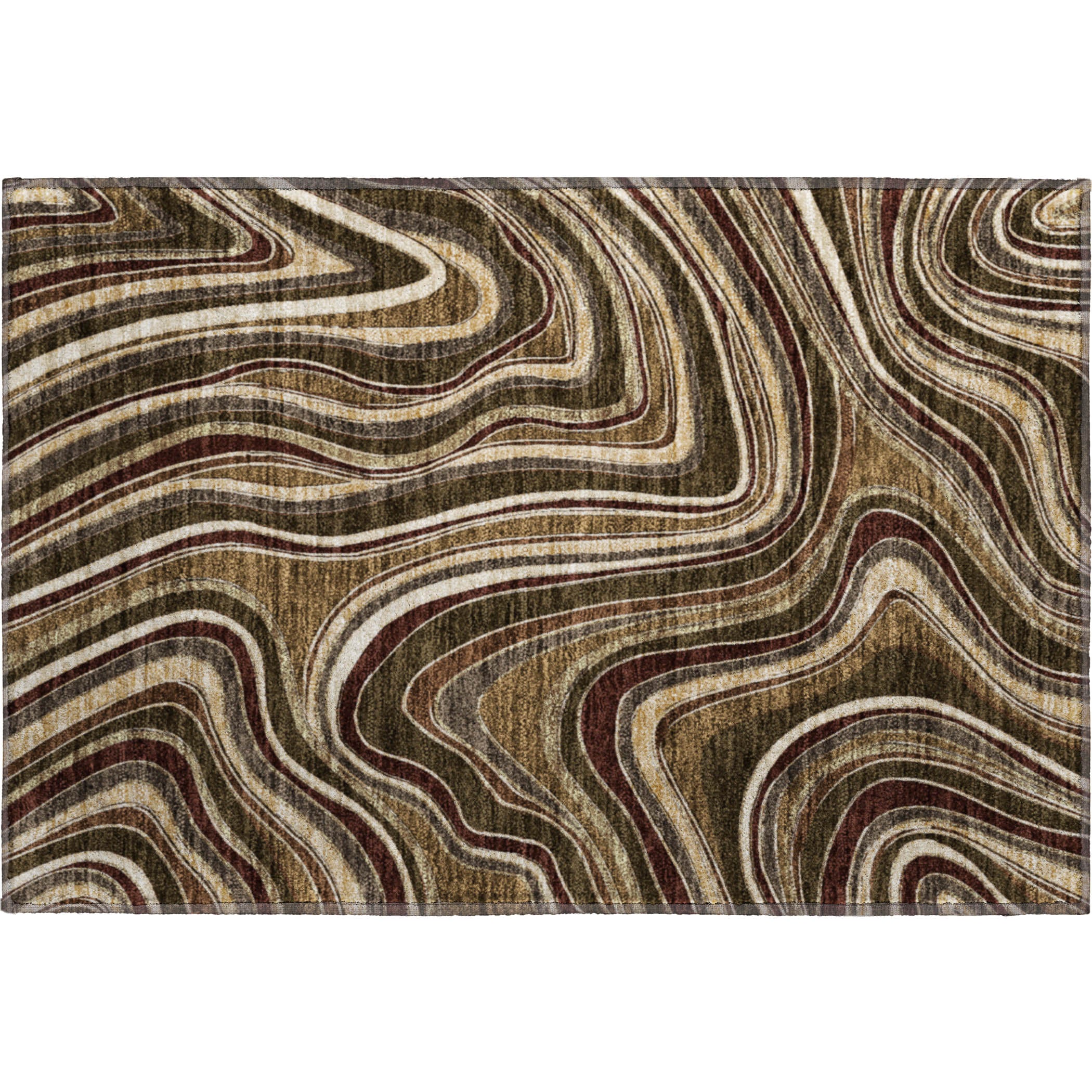 Zanzibar Machine Washable Transitional Fudge Brown Rug 1'8" x 2'6" #shape_Rectangle