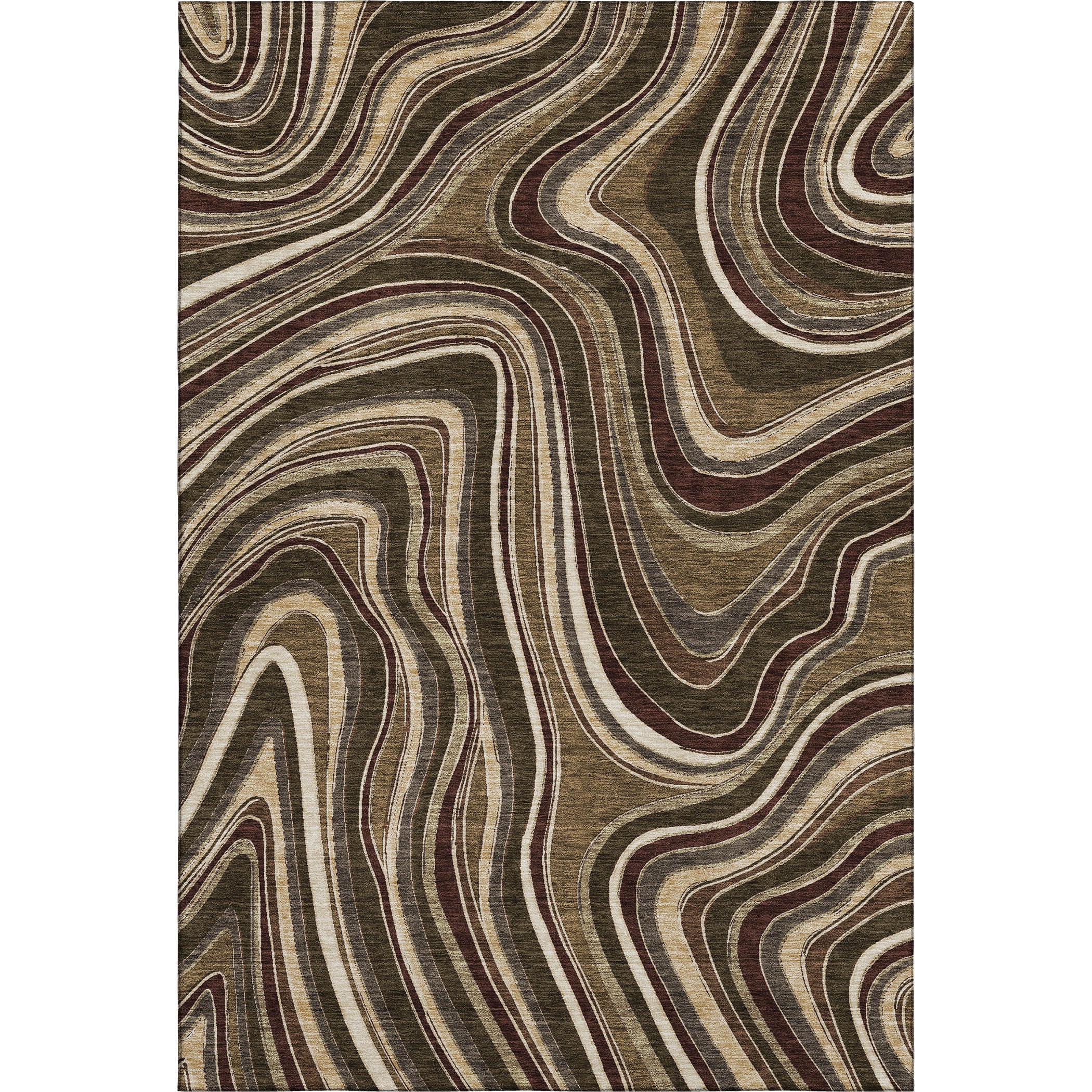 Zanzibar Machine Washable Transitional Fudge Brown Rug 2'6" x 3'10" #shape_Rectangle