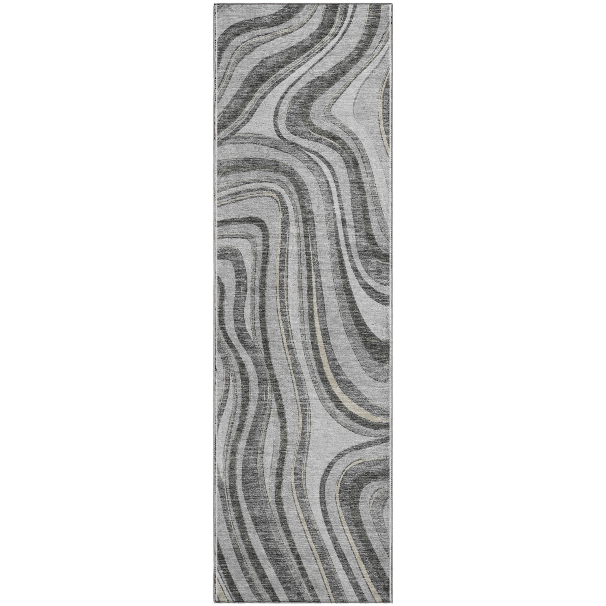 Zanzibar Machine Washable Transitional Gray Rug 2'3" x 7'6" #shape_Runner