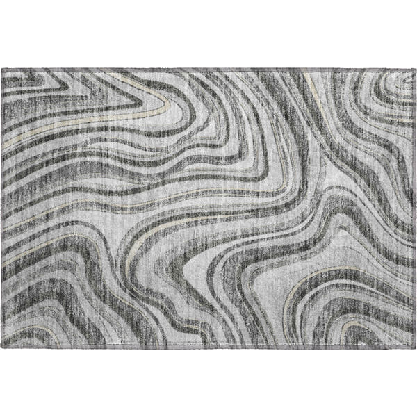 Zanzibar Machine Washable Transitional Gray Rug 1'8" x 2'6"