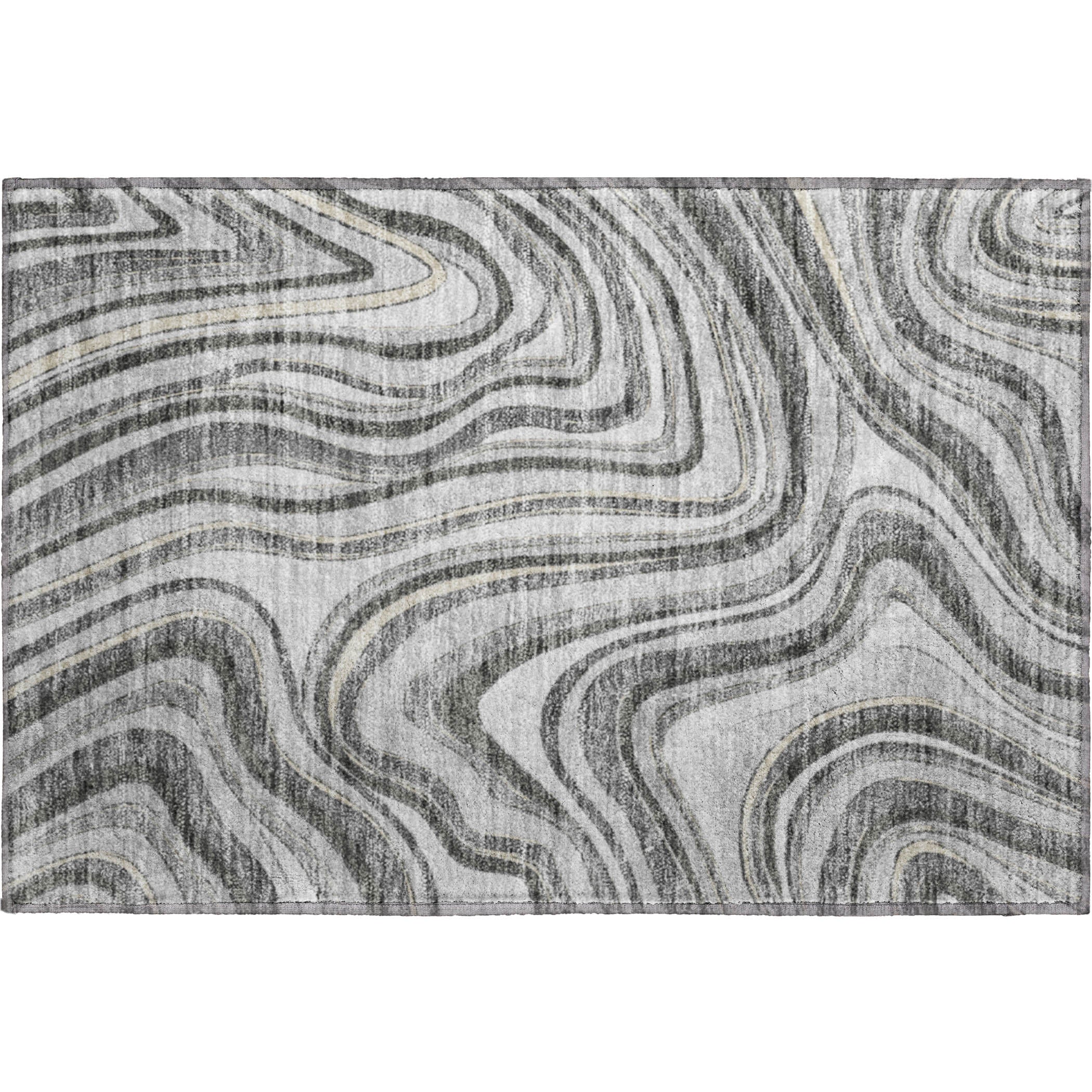 Zanzibar Machine Washable Transitional Gray Rug 1'8" x 2'6" #shape_Rectangle