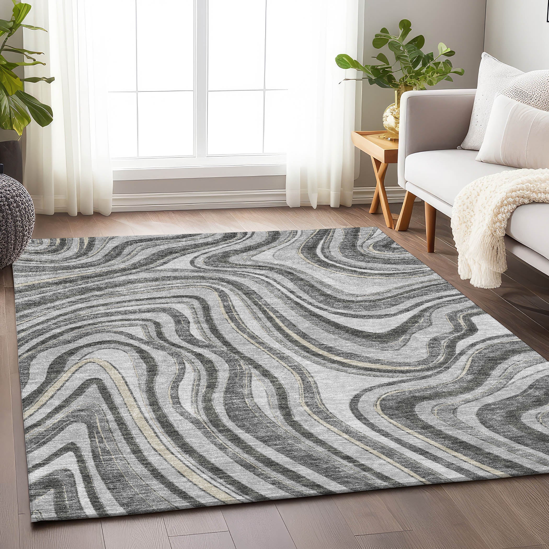 Zanzibar Machine Washable Transitional Gray Rug 2'6" x 3'10" #shape_Rectangle