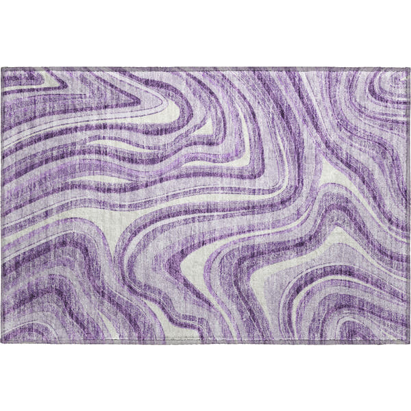 Zanzibar Machine Washable Transitional Lavender Purple Rug 1'8" x 2'6"