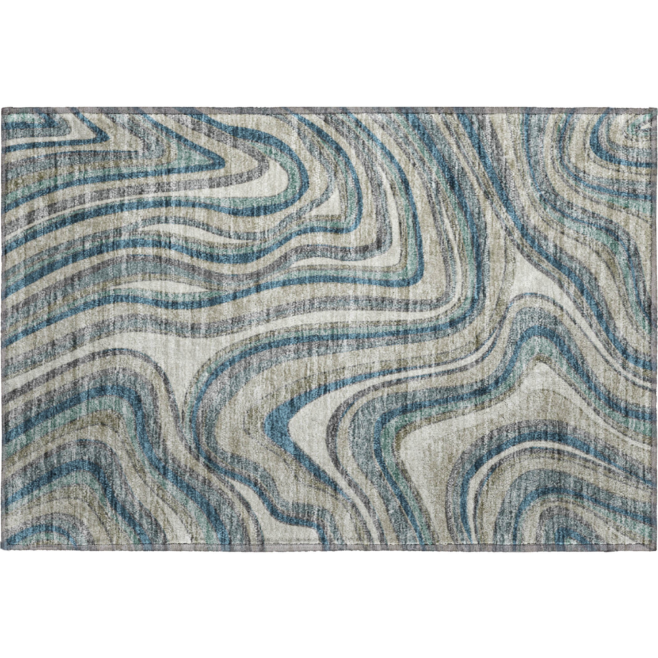 Zanzibar Machine Washable Transitional Teal Rug 1'8" x 2'6" #shape_Rectangle